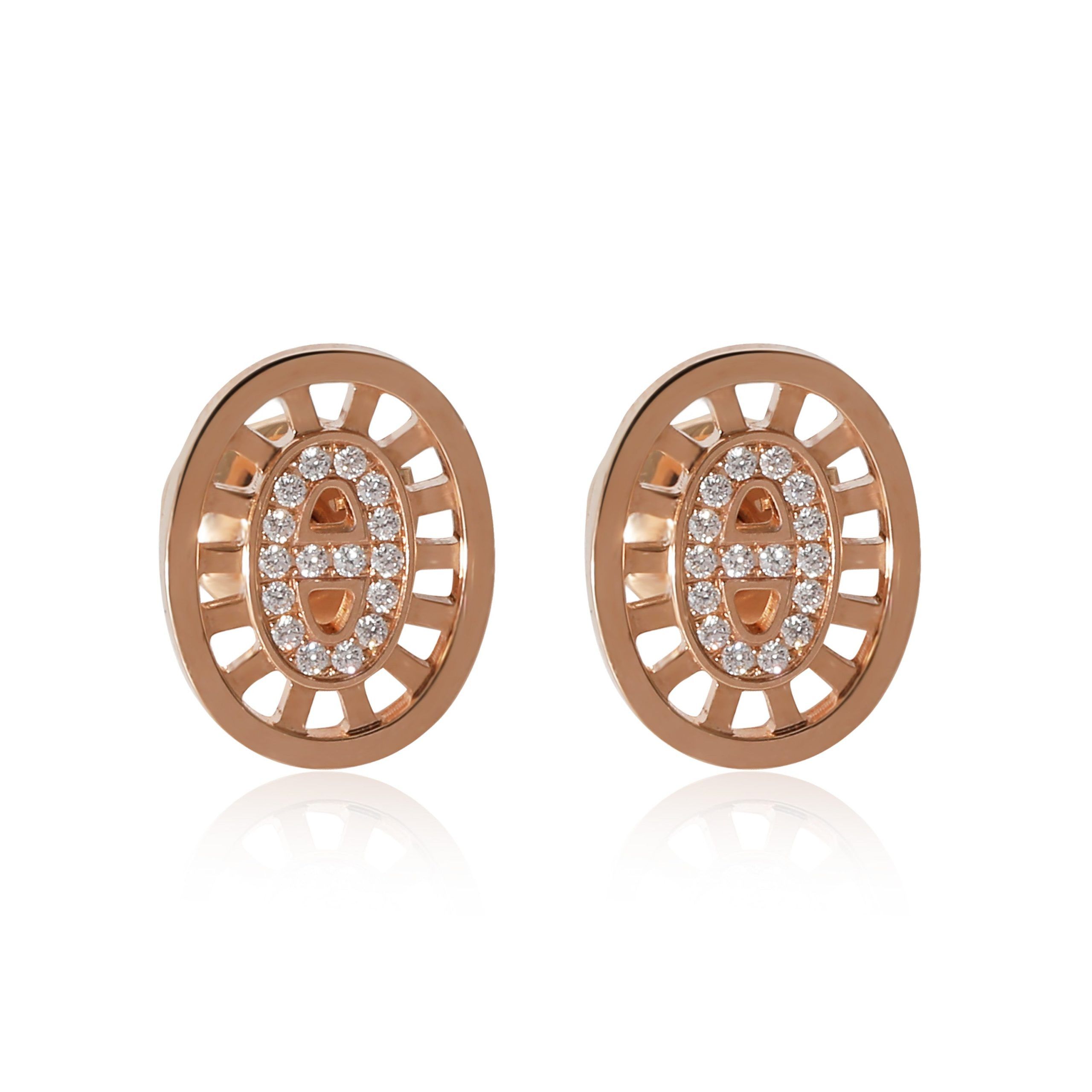 image of Hermes Chaine D'ancre Earrings In 18K Rose Gold 0.13 Ctw, Women's