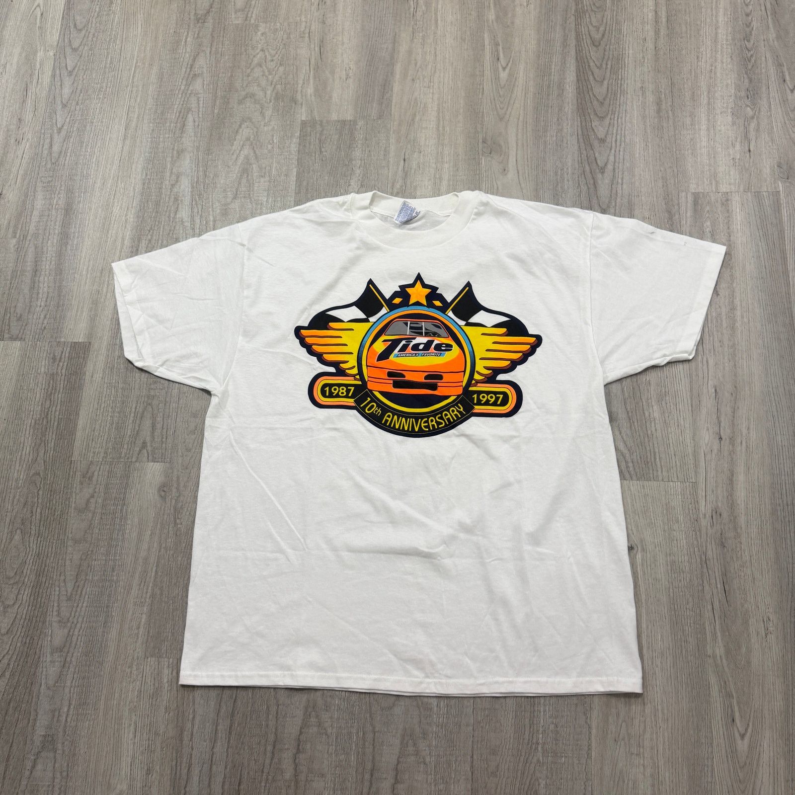 Vintage Vintage Tide Racing Nascar Shirt Men's XL White 90s Graphic Size US XL / EU 56 / 4 - 1 Thumbnail