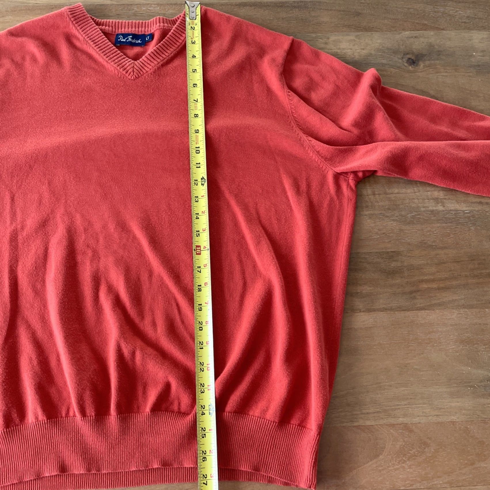 Vintage Paul Fredrick Pima Cotton V-Neck Sweater Mens LT Burnt Orange Long Sleeve Size US L / EU 52-54 / 3 - 7 Thumbnail