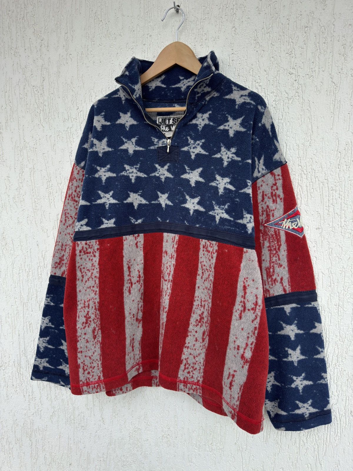 JET SET Vintage Jet Set Ski Fleece Jacket American Flag Polo Style Size US XL / EU 56 / 4 - 2 Thumbnail