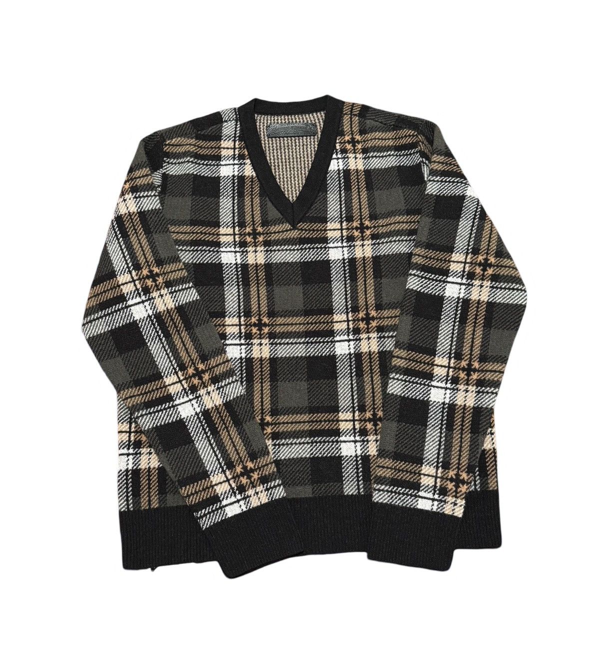 Chrome Hearts Plaid cashmere wool plus cross v neck sweater Size US M / EU 48-50 / 2 - 1 Thumbnail