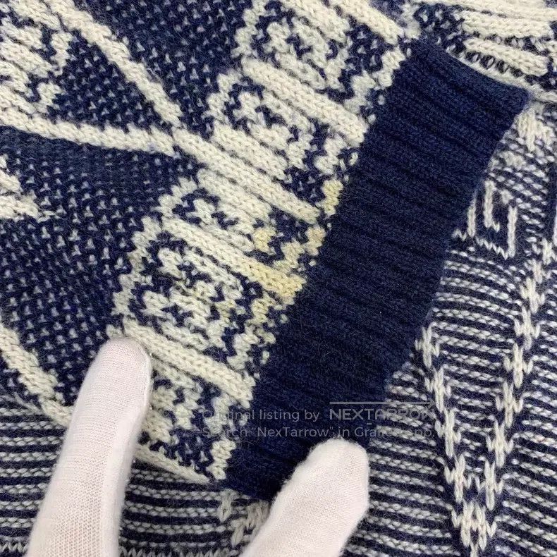 Chanel Chanel Blue geometric pattern inlaid cashmere V-neck long- Size XXS / US 00 / IT 34 - 9 Thumbnail
