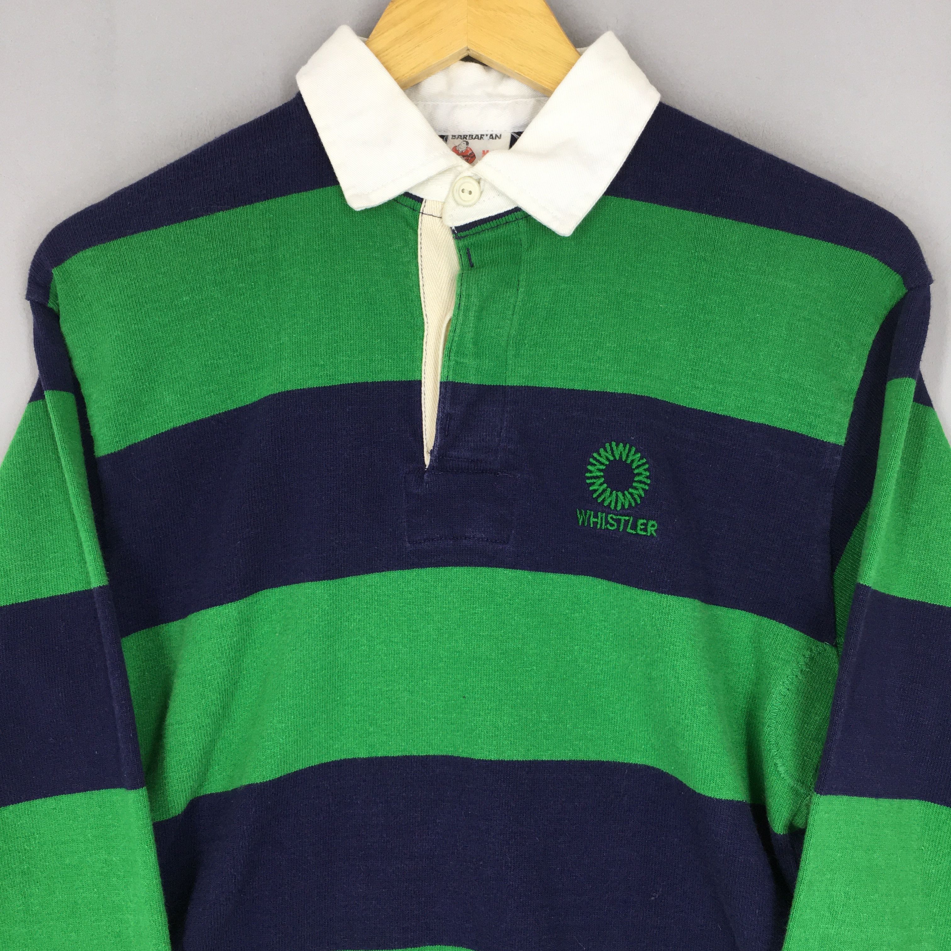 Vintage Vintage 80s Barbarian Striped Polo Rugby Shirt Medium Size US M / EU 48-50 / 2 - 2 Thumbnail