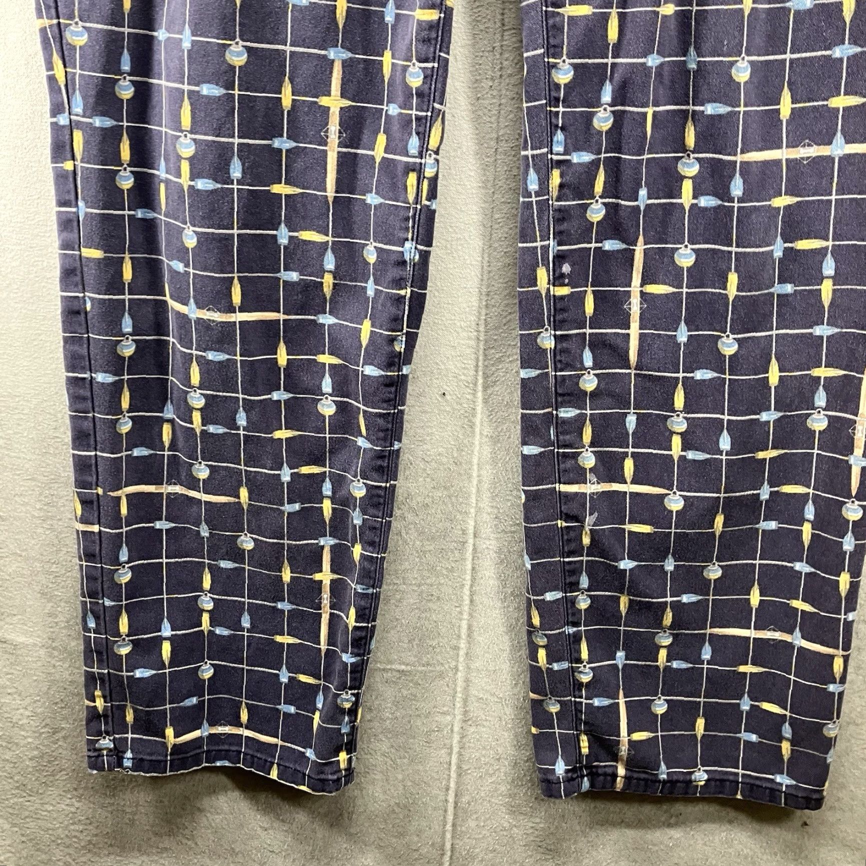 Escada VINTAGE ESCADA Sport ITALY Rowing Boat Print Pants Jeans 44 Navy Blue Knit Cotton Blend Stretch-Front Zip Regular Straight Leg 30.5 Inseam Womens Size 30" / US 8 / IT 44 - 6 Thumbnail