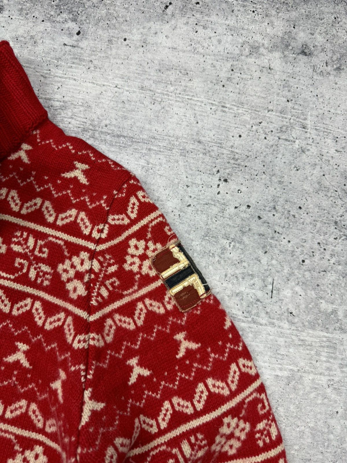 Napapijri × Vintage Vintage Napapijri 90’s Y2K Style Big Logo Rare Wool Sweater Size US L / EU 52-54 / 3 - 8 Thumbnail