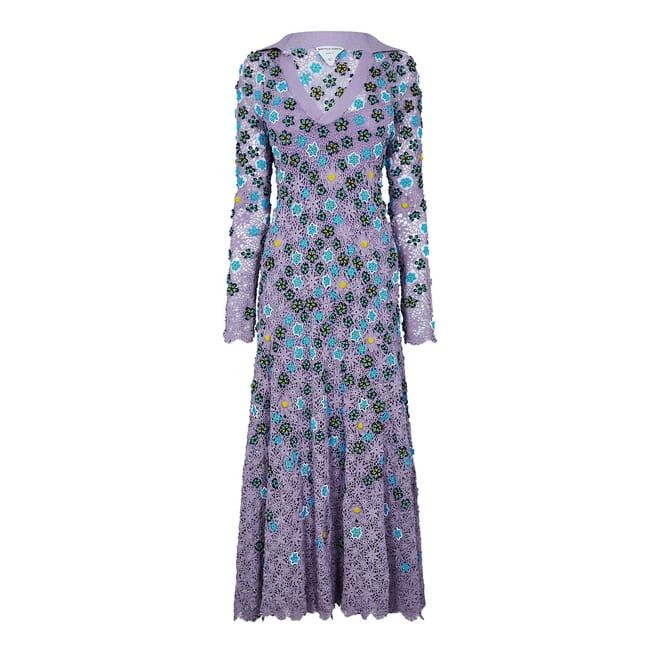 Bottega Veneta Bottega Veneta V-Neck Maxi Skater Dress in Purple Size XL / US 12-14 / IT 48-50 - 1 Thumbnail