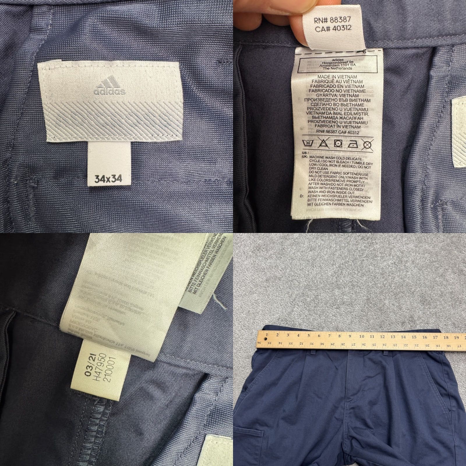 Adidas Adidas Adicross Golf Pants Mens 34x34 Navy Blue Straight Leg Performance Activewear Size US 34 / EU 50 - 8 Thumbnail