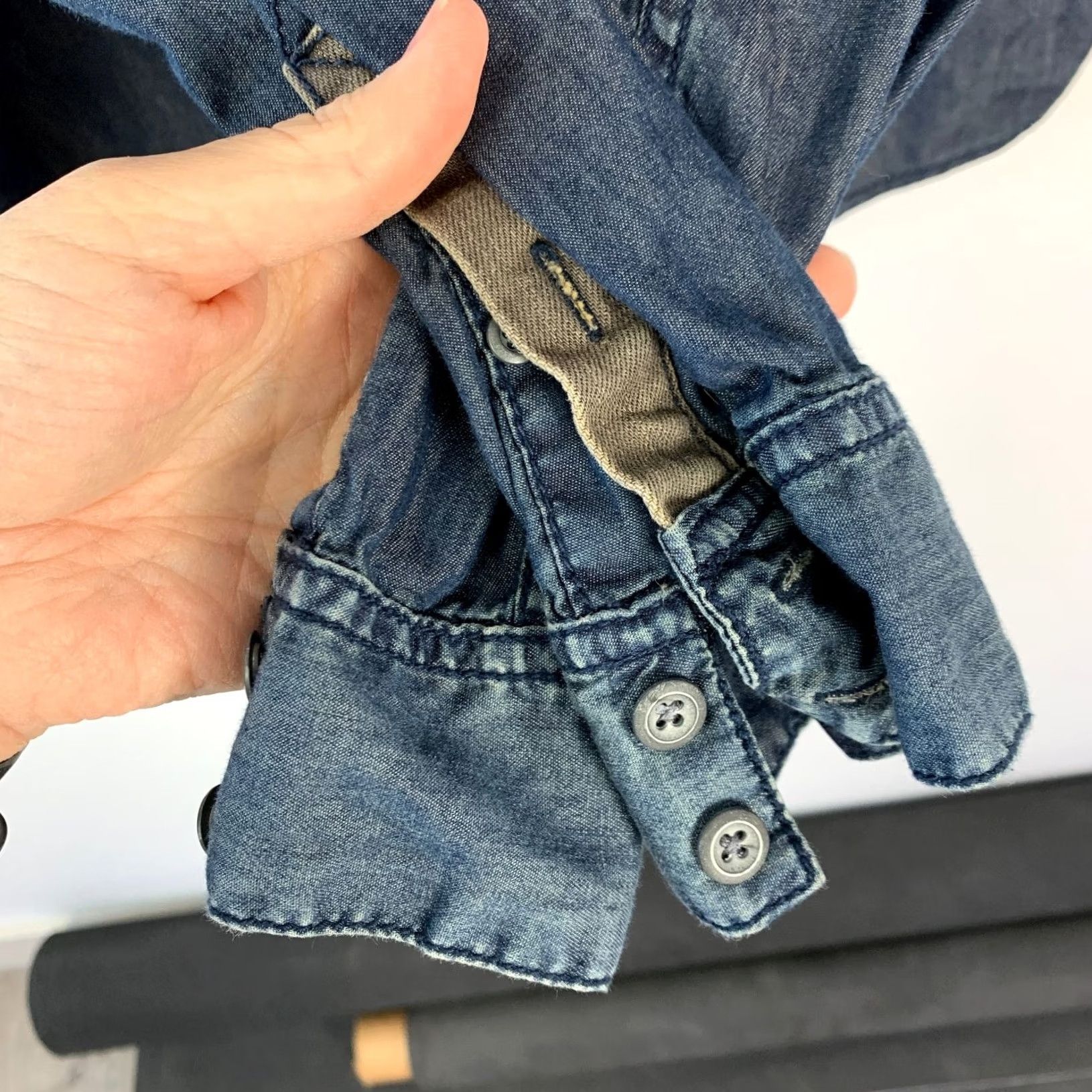Denime True Prodigy Shirt Men's Dark Blue S Denim Chambray Cotton Button-Down Long Sleeve Casual Solid Size US S / EU 44-46 / 1 - 3 Thumbnail