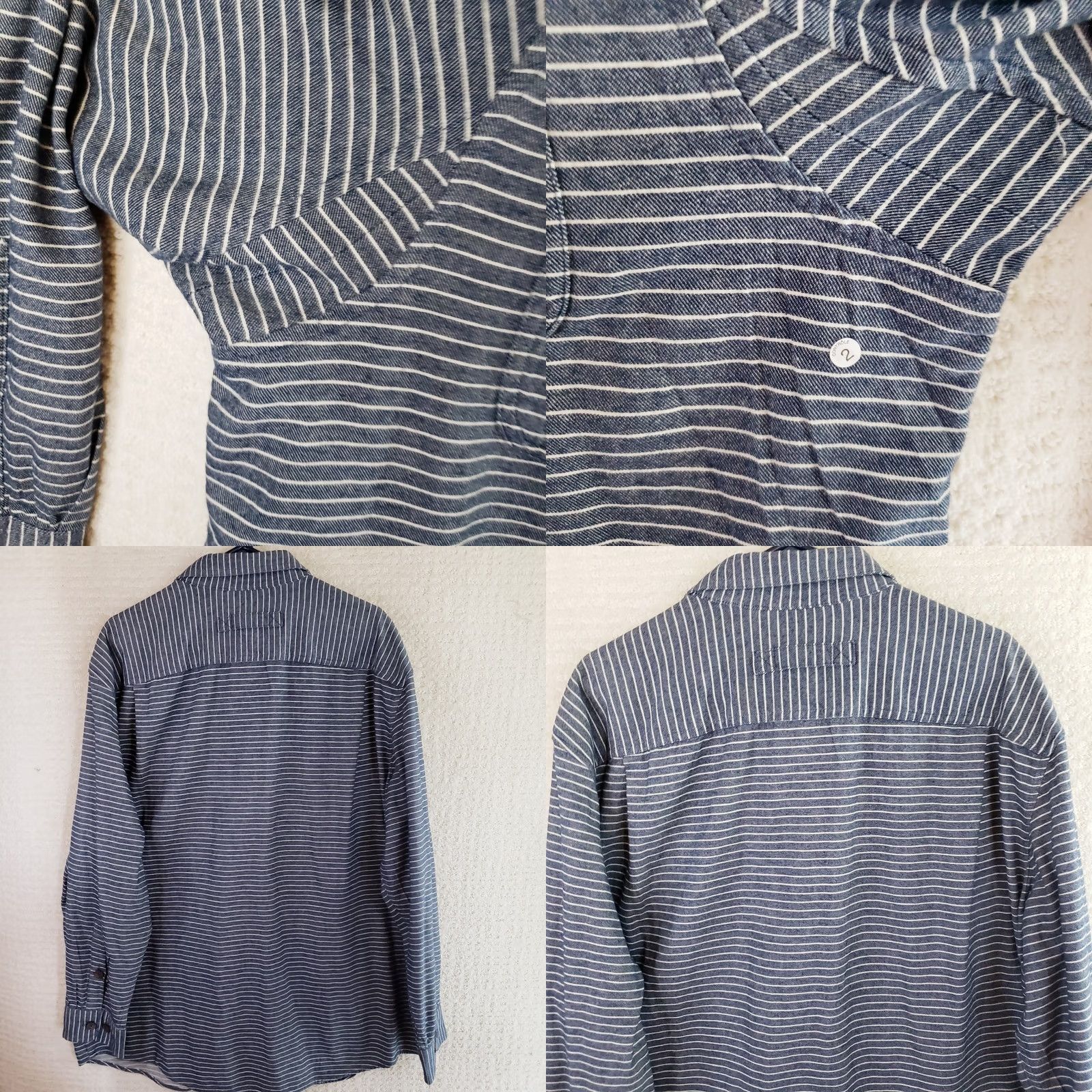 CO Duluth Trading Co Relaxed Fit Shirt Men XL Blue Stripe Denim Look Flannel New Size US XL / EU 56 / 4 - 8 Thumbnail