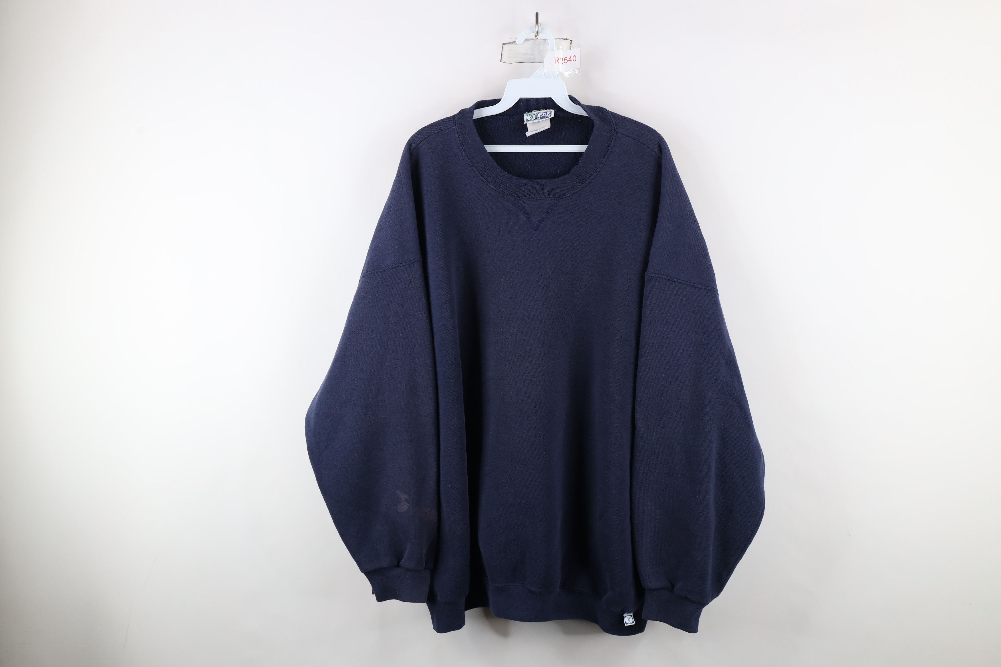 Vintage Vintage 90s Streetwear Blank Crewneck Sweatshirt Blue USA Size US XXL / EU 58 / 5 - 1 Thumbnail
