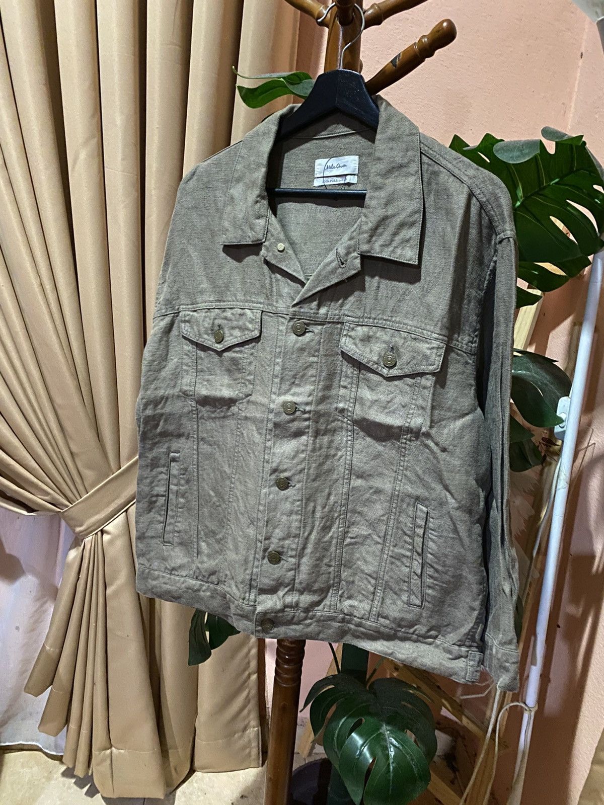Japanese Brand Mila Owen Women’s 100% Pure Linen Utility Jacket –Earth-Tone Size ONE SIZE - 4 Thumbnail