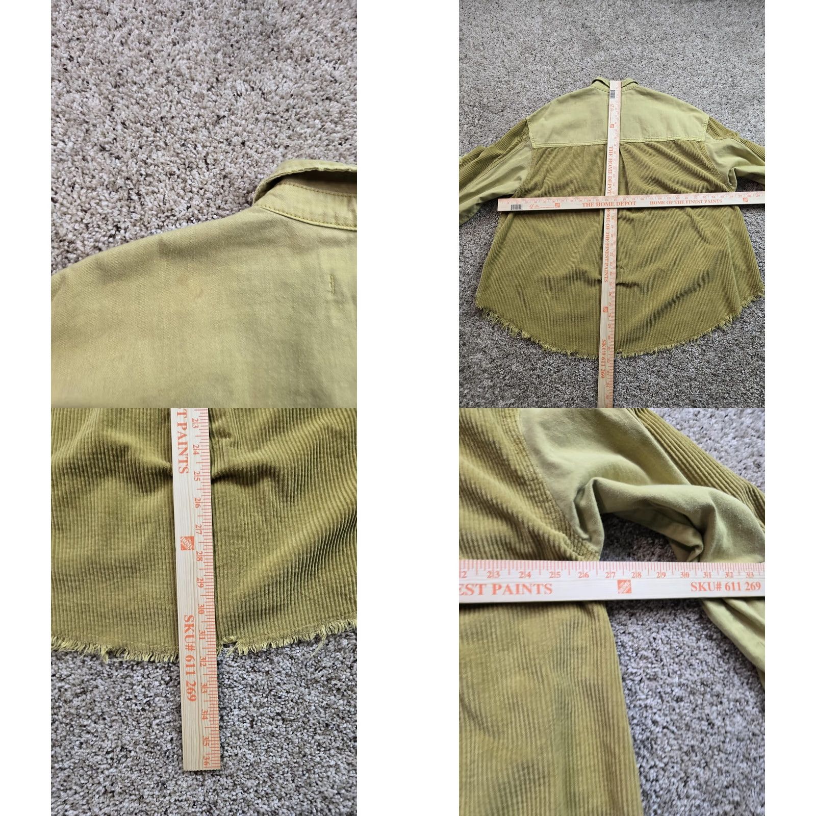 Vintage We The Free Corduroy Shirt Jacket Womens Large Green Button Up Long Sleeve Size M / US 6-8 / IT 42-44 - 9 Thumbnail