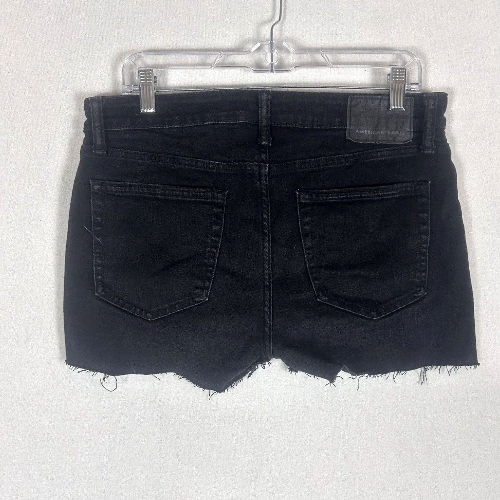 American Eagle Outfitters American Eagle Outfitters Womens Cut-Off Shorts Black 3 Inseam 32 Stretch Denim Slim/ Skinny Fit - Casual Beach Holiday Summer Size 24" / US 00 / IT 34 - 6 Thumbnail
