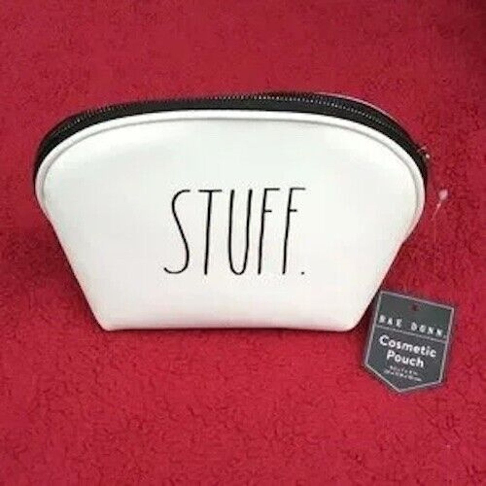 Other Rae Dunn Womens “STUFF” Cosmetic Bag White 9 .5” x 7" x 3.5” Size ONE SIZE - 3 Thumbnail