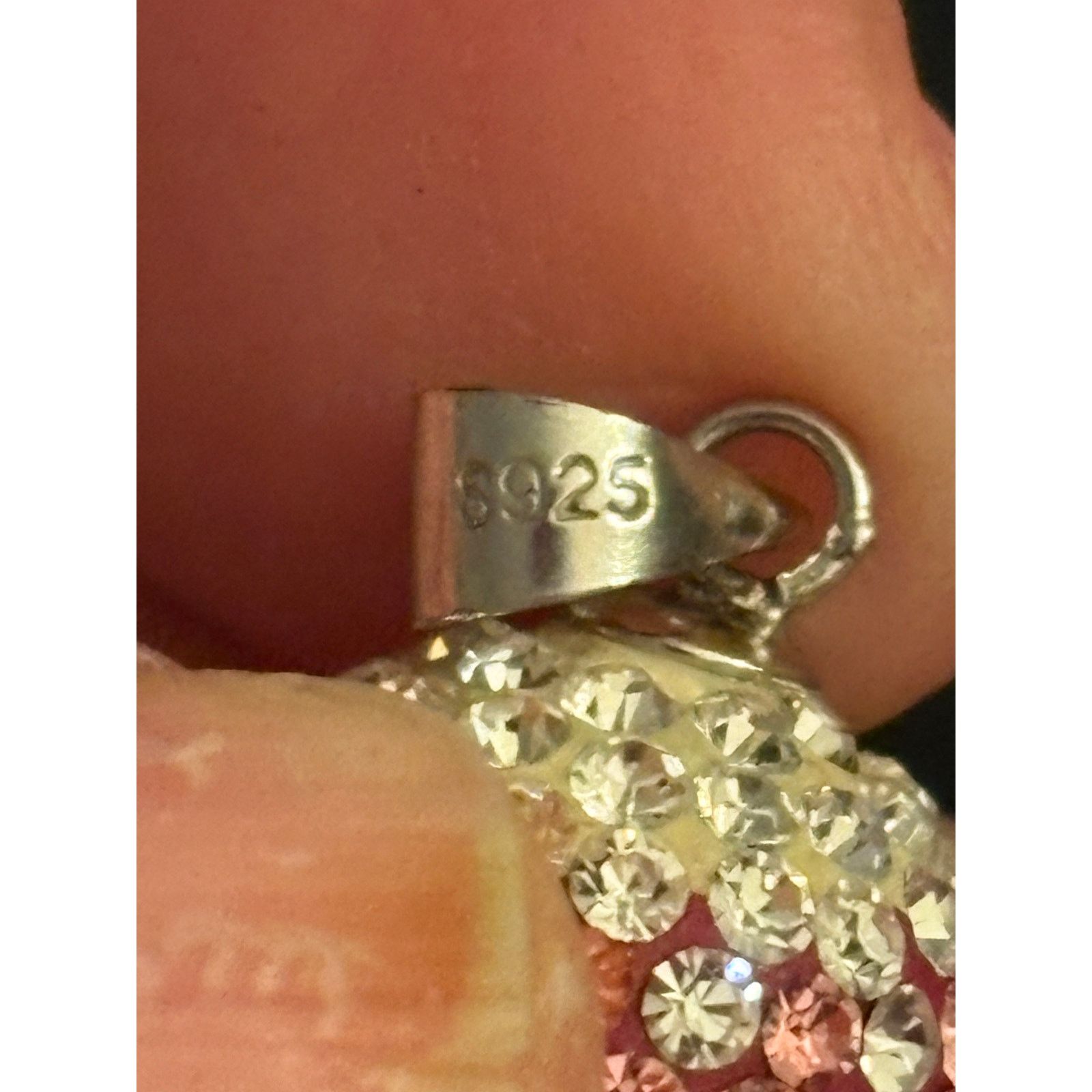 Other Vintage Sterling Silver 925 Pink Ombre Crystal Pavé Pendant Size ONE SIZE - 2 Thumbnail