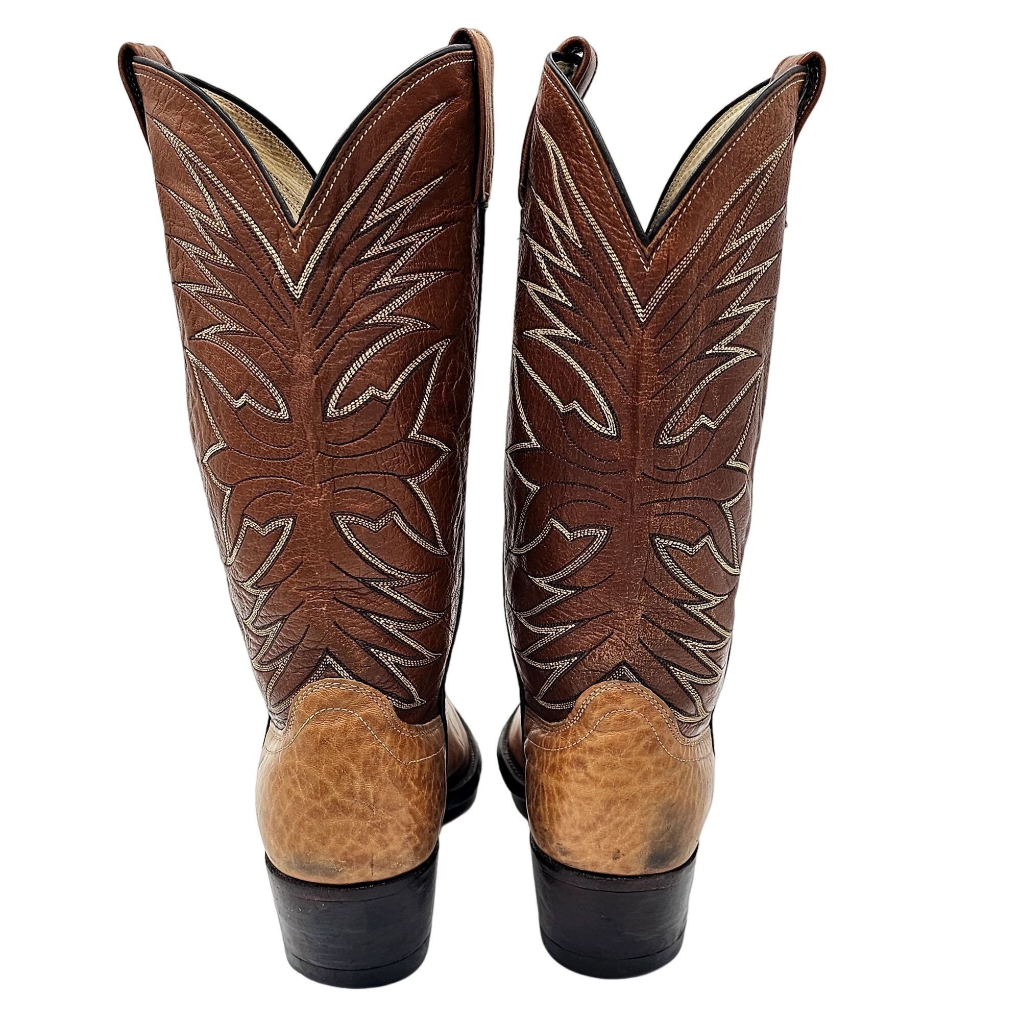 Dan Post Vintage Dan Post Exotic Print 6758 Mens 9.5D Brown Leather Size US 9.5 / EU 42-43 - 4 Thumbnail