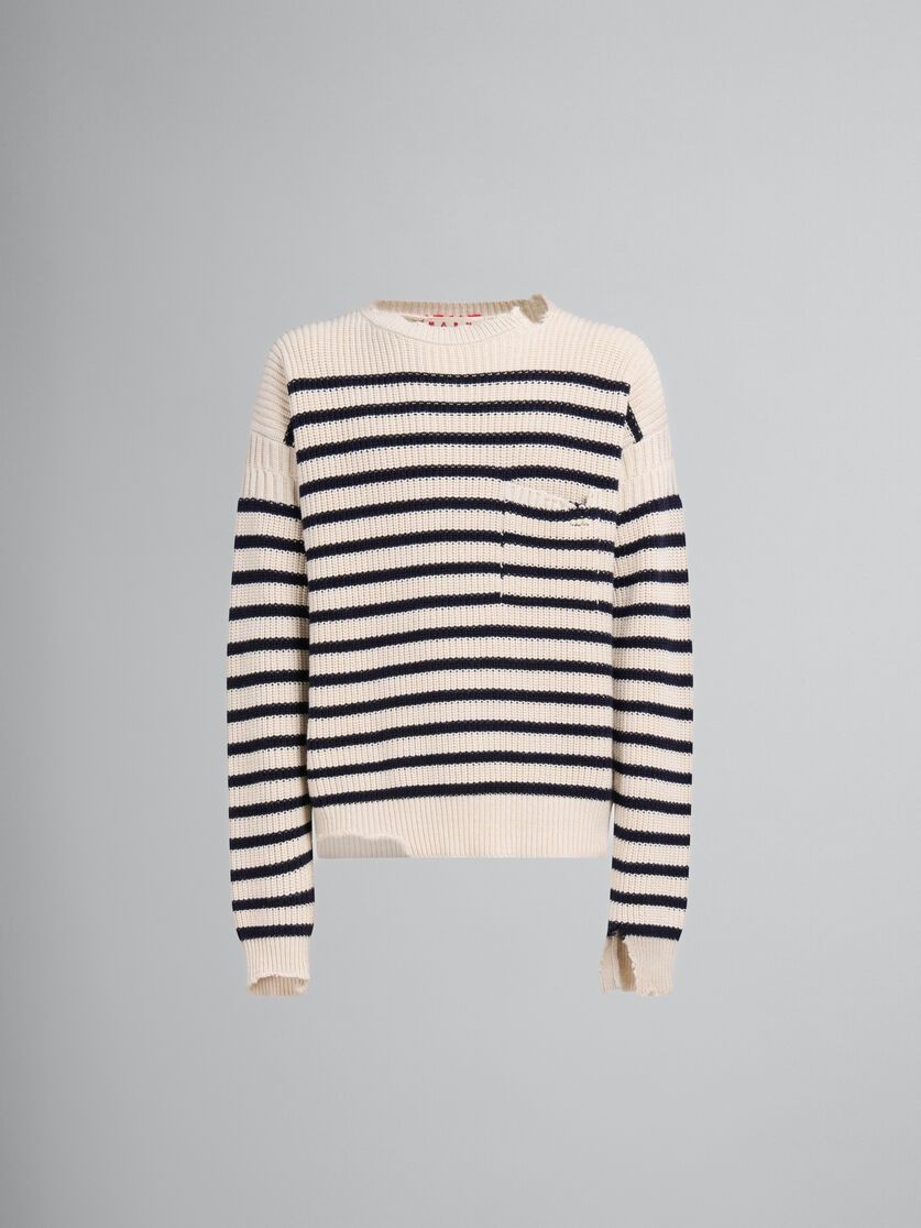Marni o1w1db10125 Two-Tone Striped Jumper in Black/Beige Size US S / EU 44-46 / 1 - 1 Thumbnail