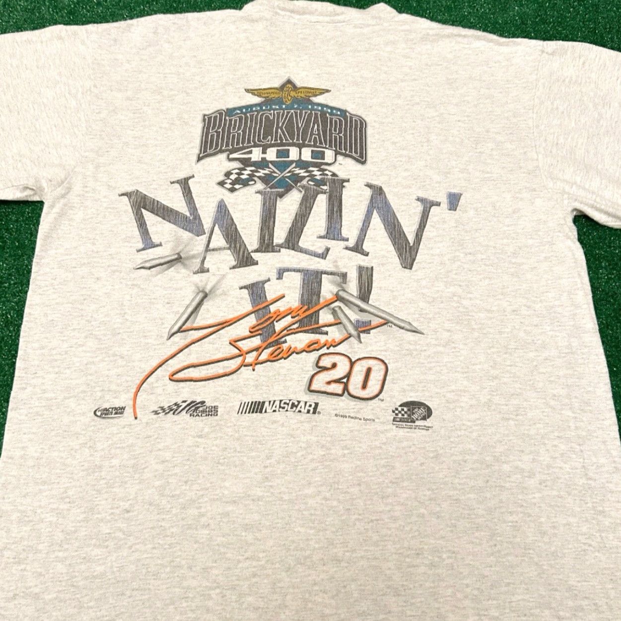NASCAR VINTAGE Tony Stewart Brickyard 400 1999 VTG Shirt Mens Large Gray Short Sleeve 90s NASCAR Double-Sided Size US L / EU 52-54 / 3 - 2 Thumbnail