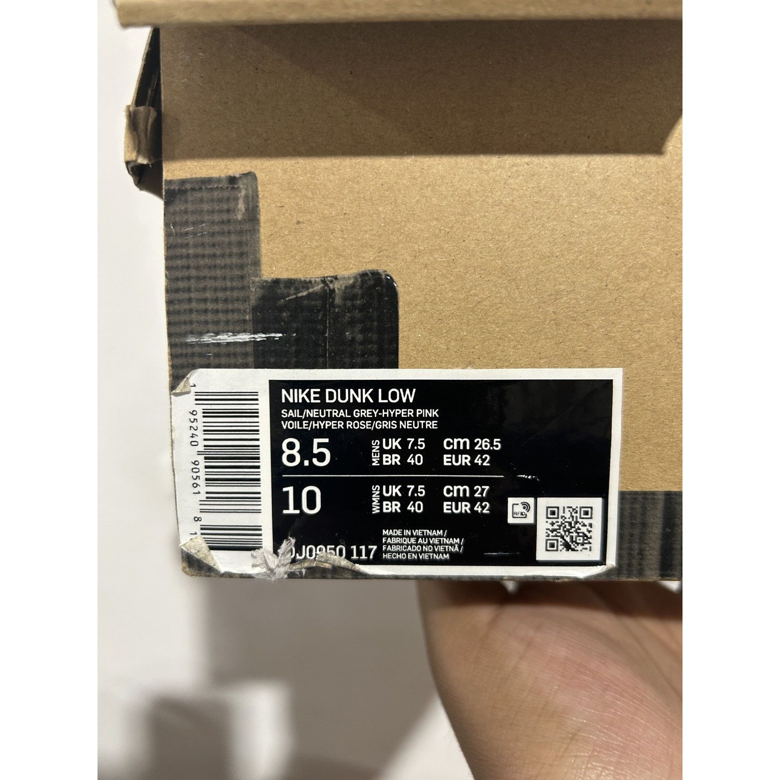 Nike NIKE DUNK LOW OFF WHITE LOT 17 SIZE 8.5 PREOWNED Size US 8.5 / EU 41-42 - 7 Thumbnail