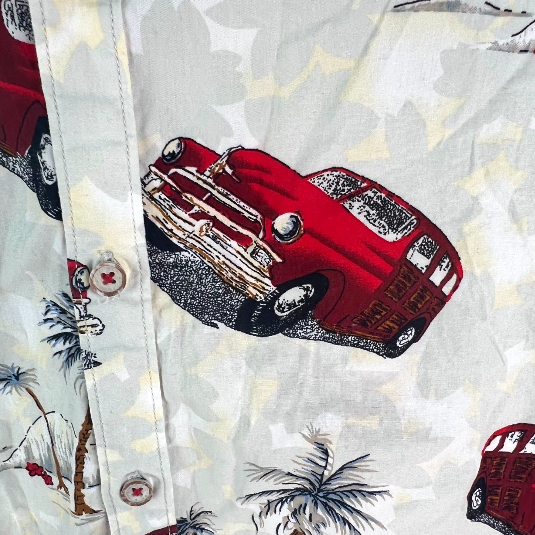 Denime Denim & Flower Ricky Singh Mens Car Print Slim Fit Multicolor Button Up Shirt XL Size US XL / EU 56 / 4 - 4 Thumbnail