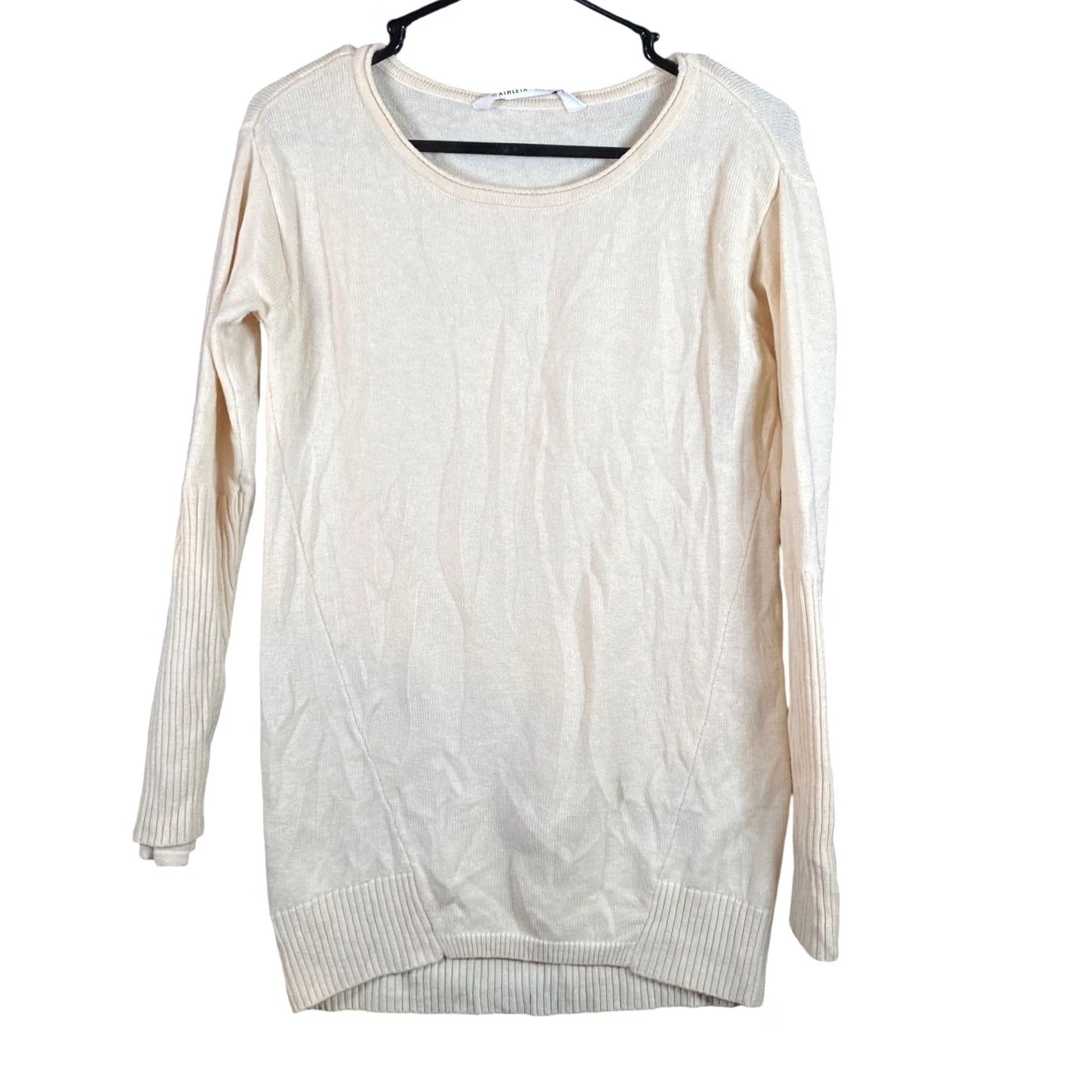 Athleta Athleta Womens Sweater Boat Neck Stretch XXS Beige Nopa 100% Merino Wool Knit Pullover Casual Active Workwear Travel Size XXS / US 00 / IT 34 - 2 Thumbnail