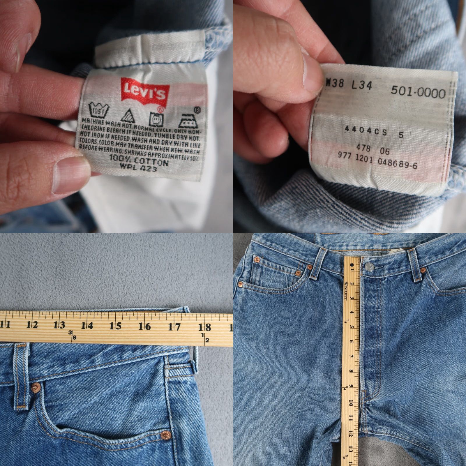 Levi's VINTAGE Levi's 501 Jeans Straight Denim Blue Men 38x34 34x30 Belt Loops 5-Pocket Distressed Button Closure Regular Waist 90s USA Size US 38 / EU 54 - 8 Thumbnail