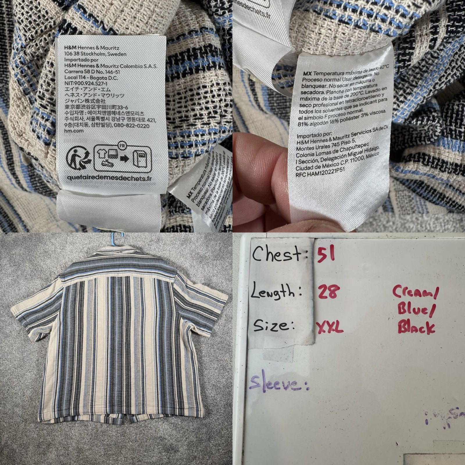 H&M H&M Woven XXL Shirt Button-Up Men Casual Short Sleeve Collared Multicolor Striped 70s Retro Bohemian Beach Surfing Skater Streetwear Size US XXL / EU 58 / 5 - 9 Thumbnail