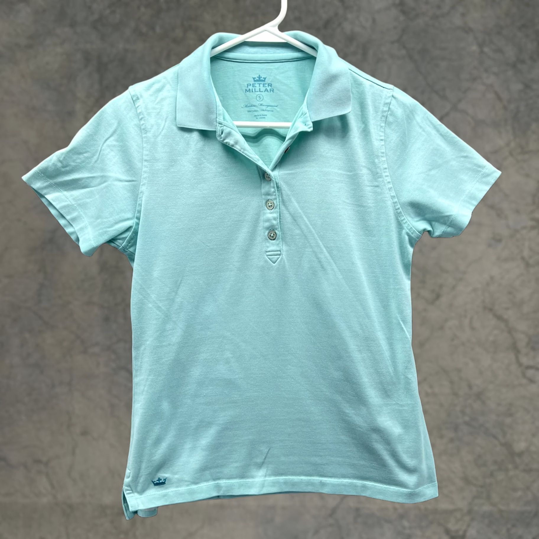 Peter Millar Peter Millar Polo Shirt Womens Small Blue Solid Moisture Wicking Golf Top Shirt Size S / US 4 / IT 40 - 1 Thumbnail
