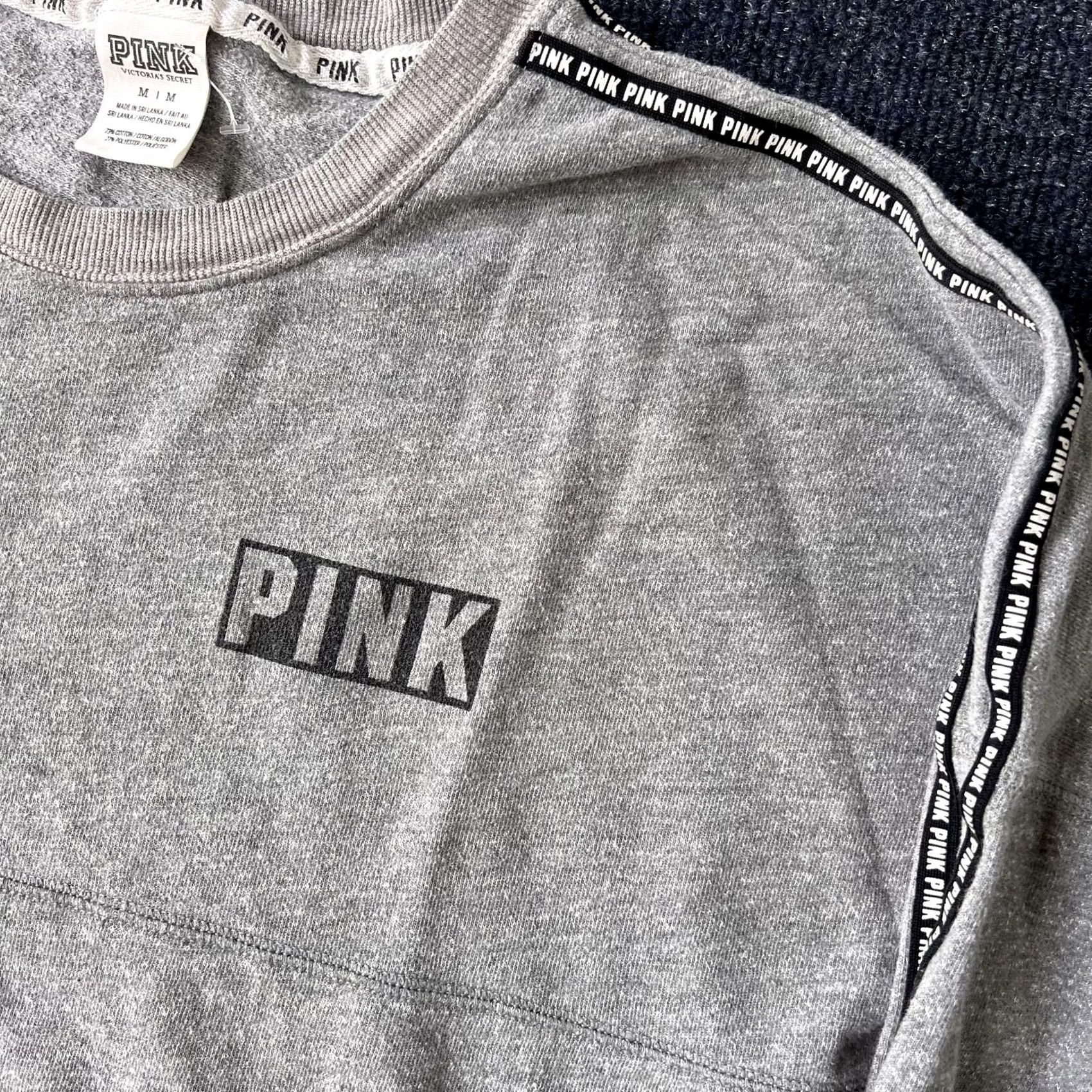 Pinko PINK Victoria's Secret Shirt Womens Medium Long Sleeve Crew Neck Back Graphic Tape Size M / US 6-8 / IT 42-44 - 2 Thumbnail