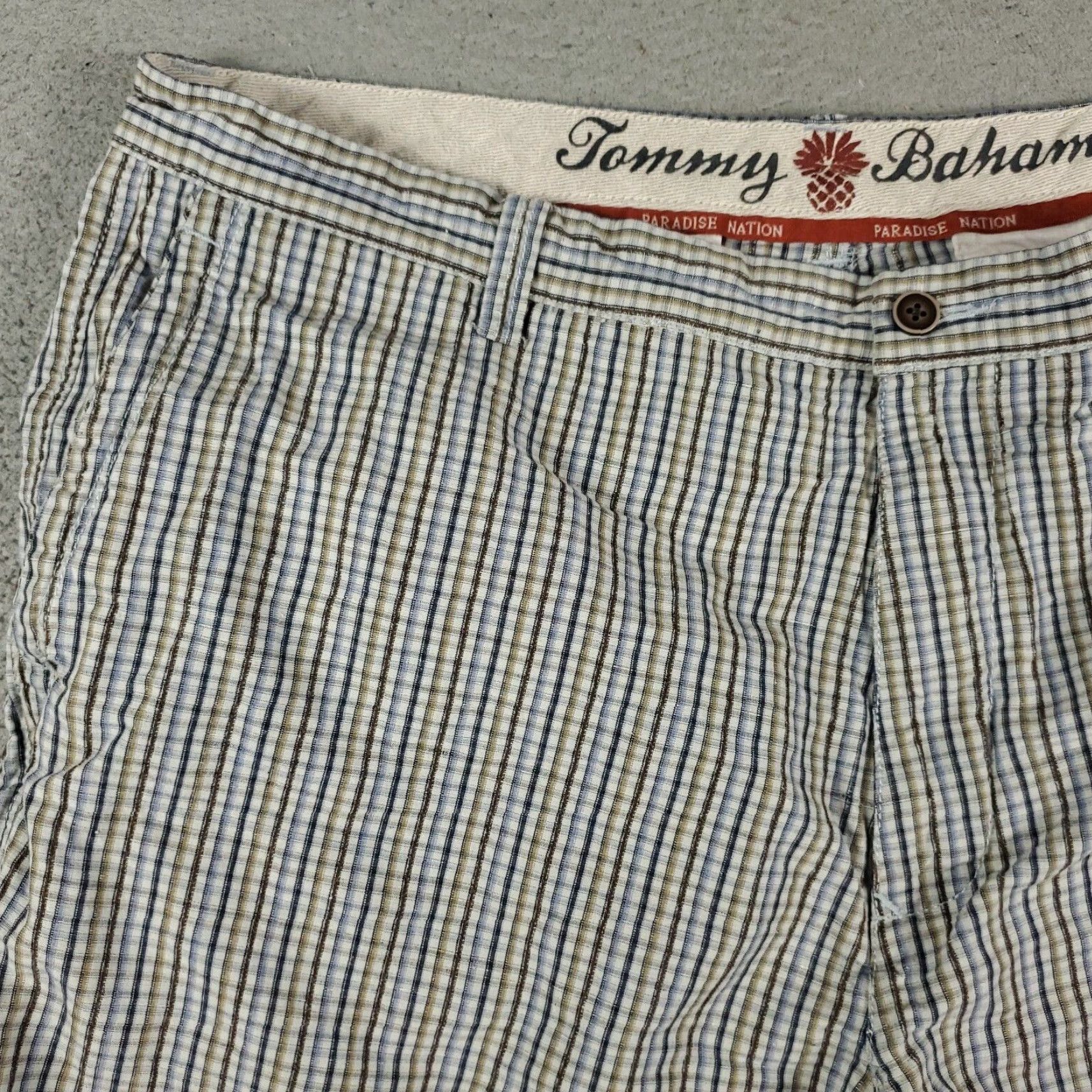 Tommy Bahama VINTAGE Tommy Bahama Men's Shorts Size 40 Flat Front Chino Linen Silk Plaid Casual Summer Blue Mens Size US 40 / EU 56 - 2 Thumbnail