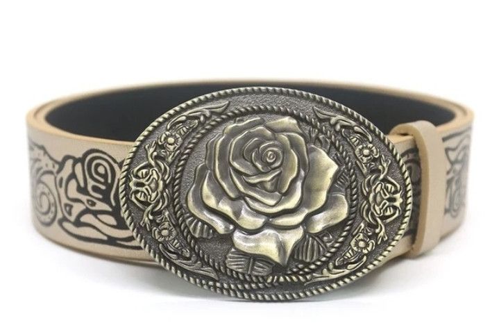 Japanese Brand × Vintage Rose Buckle Belt Size 30 - 1 Thumbnail
