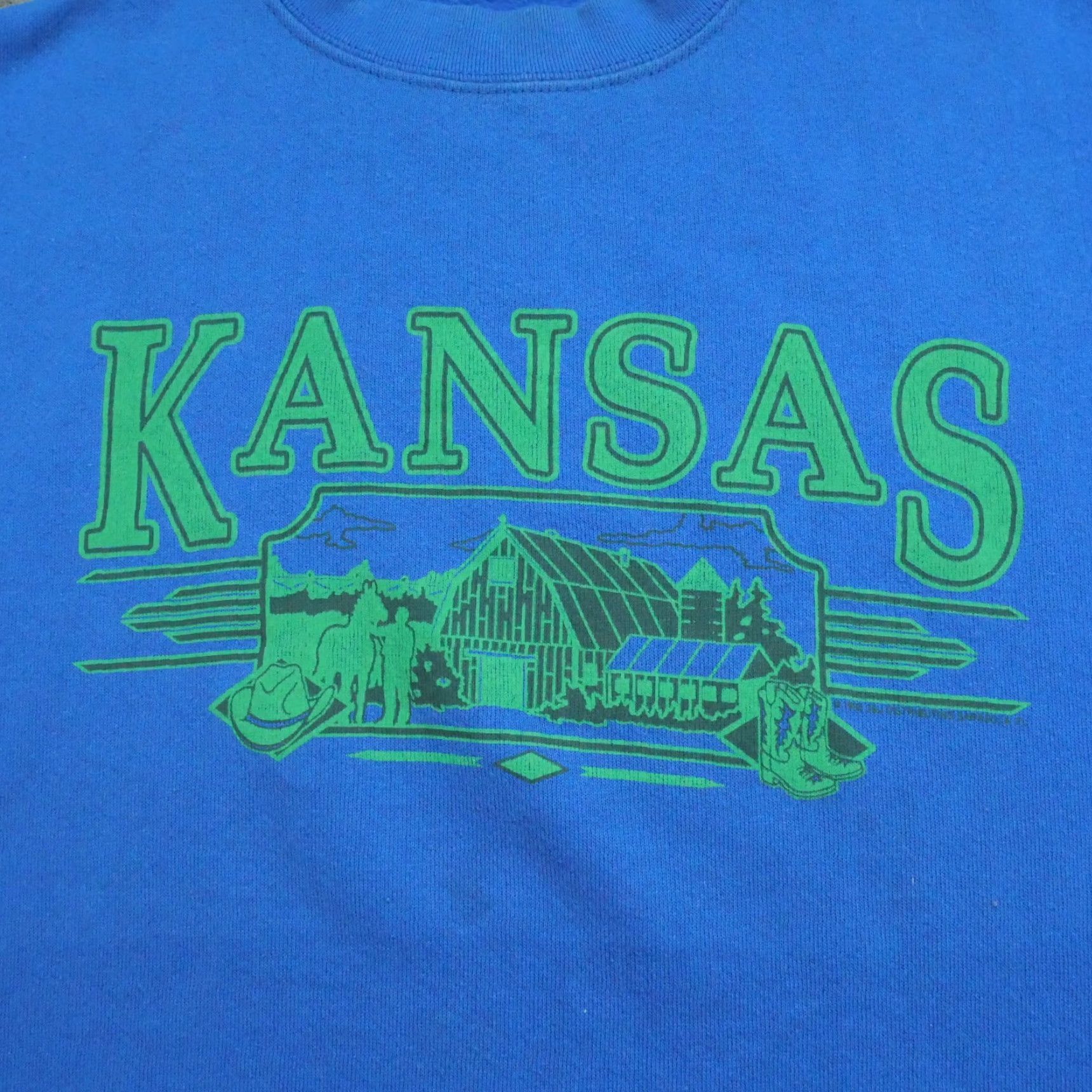 Vintage VINTAGE Kansas Sweatshirt Mens Large Blue Pullover Barn Farm Art 90s Size US L / EU 52-54 / 3 - 2 Thumbnail