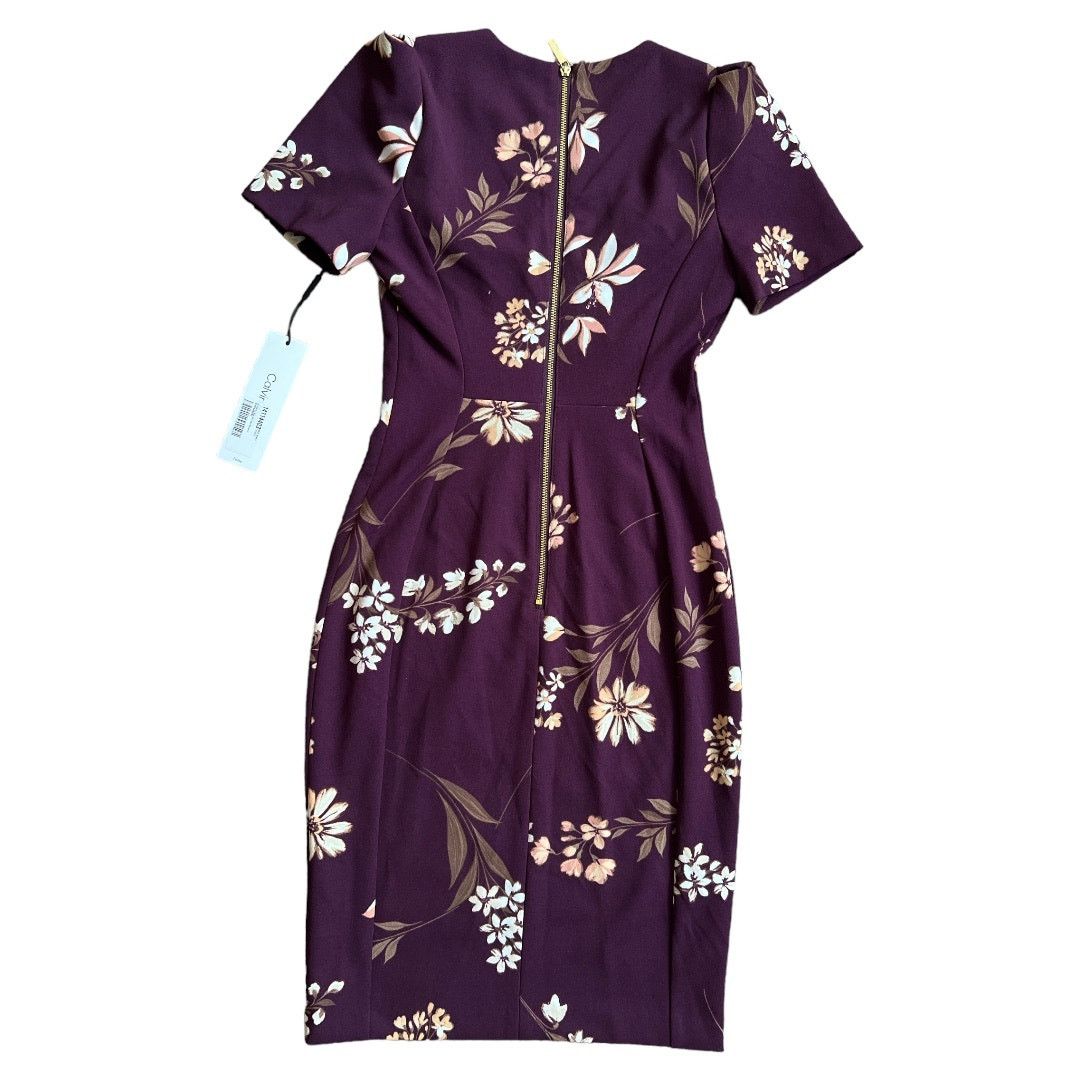 Calvin Klein CALVIN KLEIN Aubergine Formal Mini Sheath Dress , 2P Size XS / US 0-2 / IT 36-38 - 3 Thumbnail