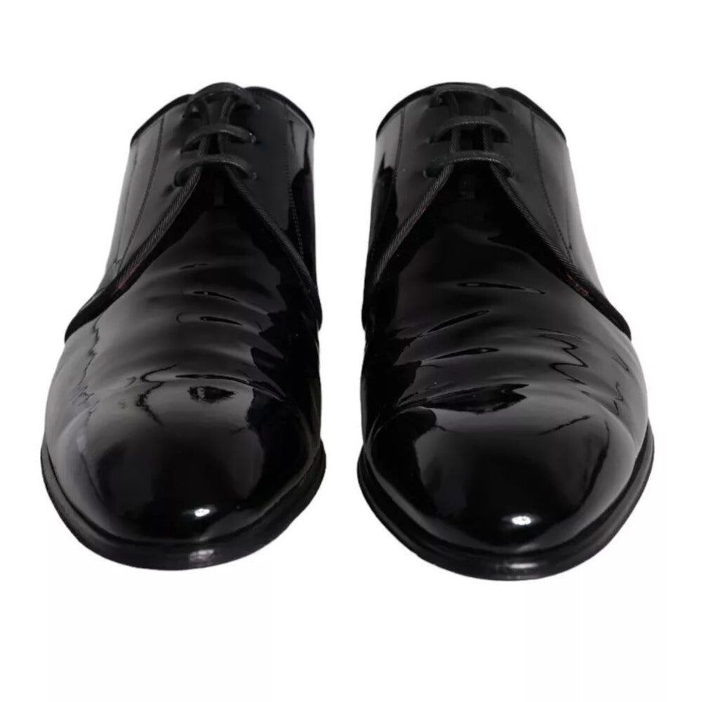 Dolce & Gabbana Dolce & Gabbana Black Patent Leather Derby Men Dress Shoes Size US 9 / EU 42 - 2 Thumbnail