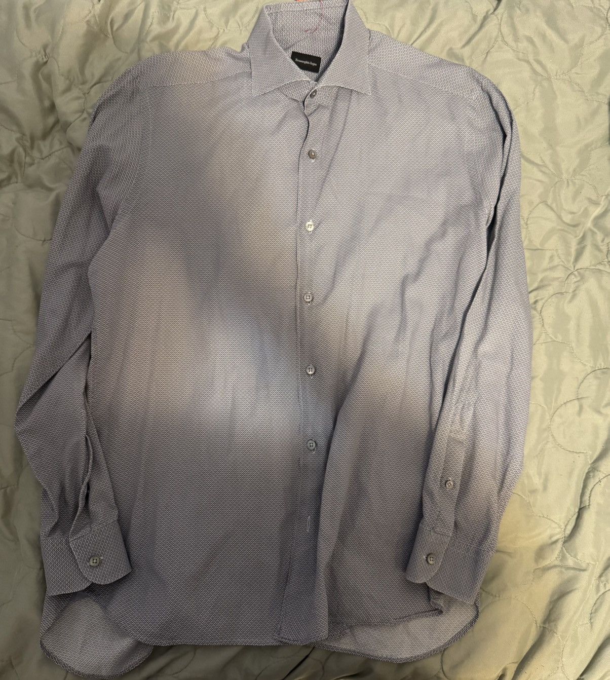 Ermenegildo Zegna Ermenegildo Zegna Blue Geometric Dress Shirt Size Large Size US L / EU 52-54 / 3 - 1 Thumbnail