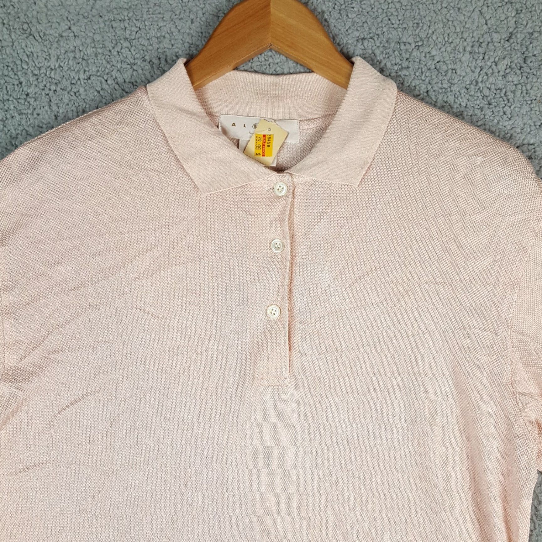 Vintage Pink Preppy 100% Silk Knit Collared Polo Women's Size L Pink Polo Shirt Silk Knit Collared Button Golf Shirt Alexa Sterling Size L / US 10 / IT 46 - 2 Thumbnail