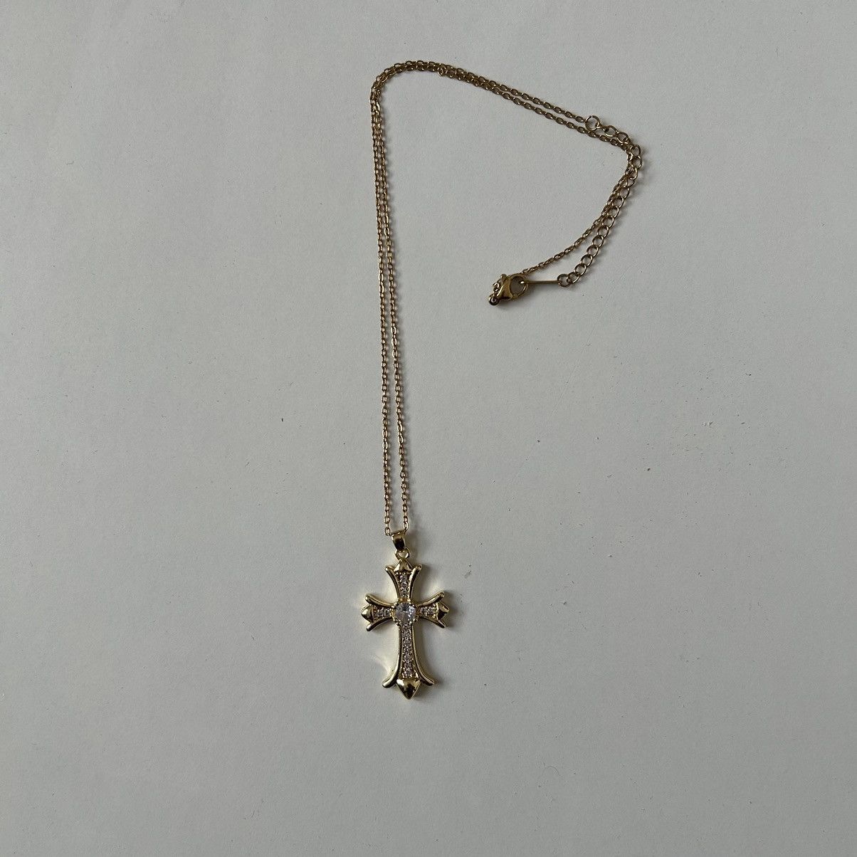 Japanese Brand × Vintage Y2K 2000s Gold studded big cross pendant rapper chain Size ONE SIZE - 2 Thumbnail