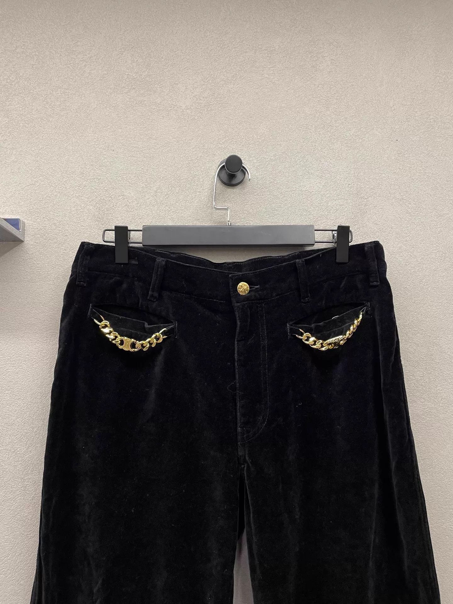Celine CELINE mid-rise straight-leg velvet pants size 31 slim Size 31" - 4 Thumbnail