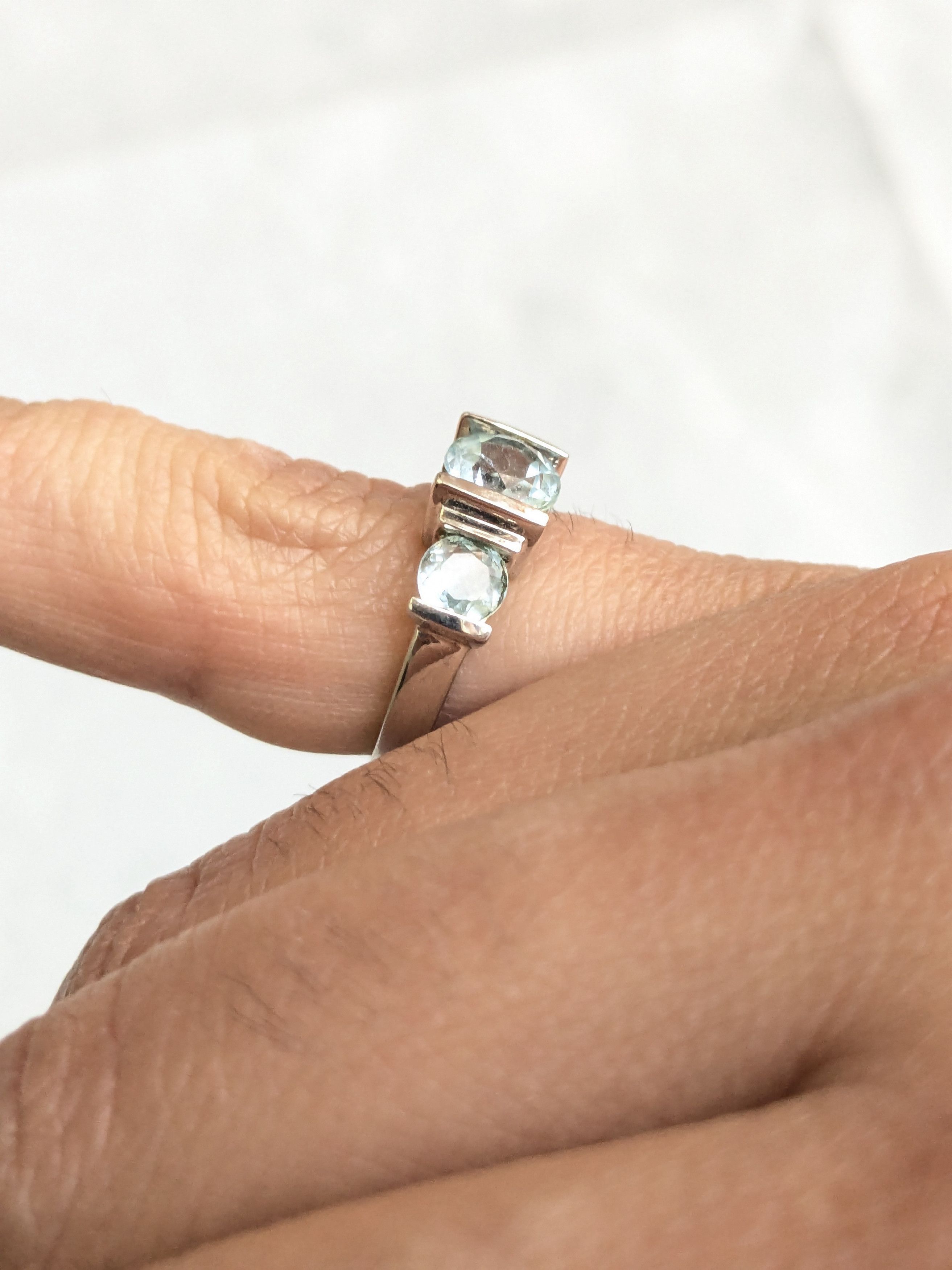 Jewelry Vintage Sterling Silver Ring Blue Aquamarine 6 Size ONE SIZE - 12 Thumbnail