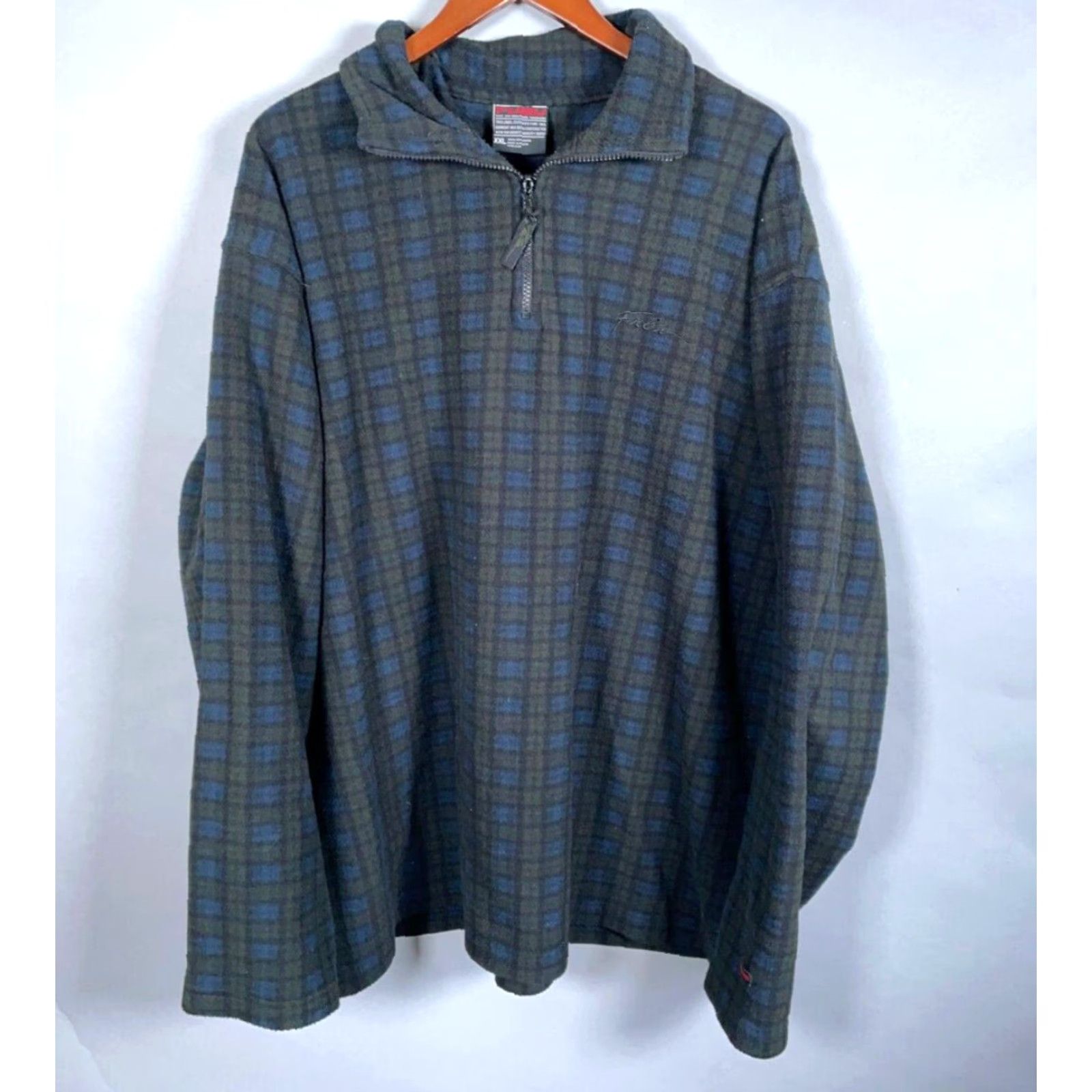 Fubu VINTAGE FUBU 1/4 Zip Fleece Pullover Jacket Mens 2XL Dark Blue Green Plaid Oversized 90s Retro Casual Size US XXL / EU 58 / 5 - 2 Thumbnail