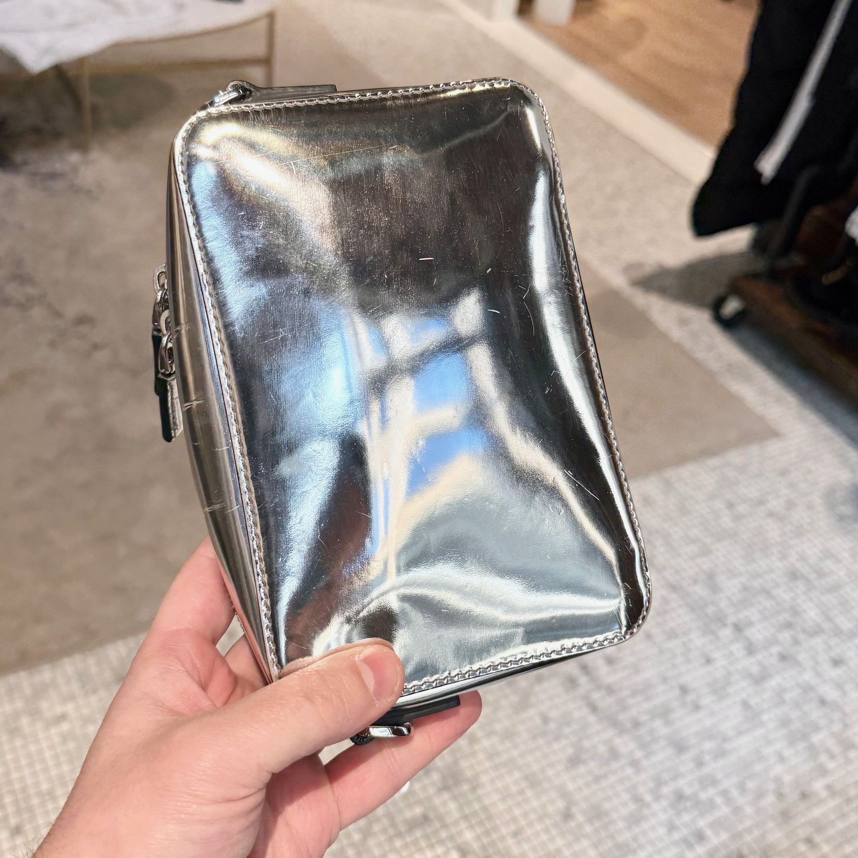 Prada Prada Metallic Silver Chrome Spazzolato Brique Crossbody Bag Size ONE SIZE - 20 Thumbnail