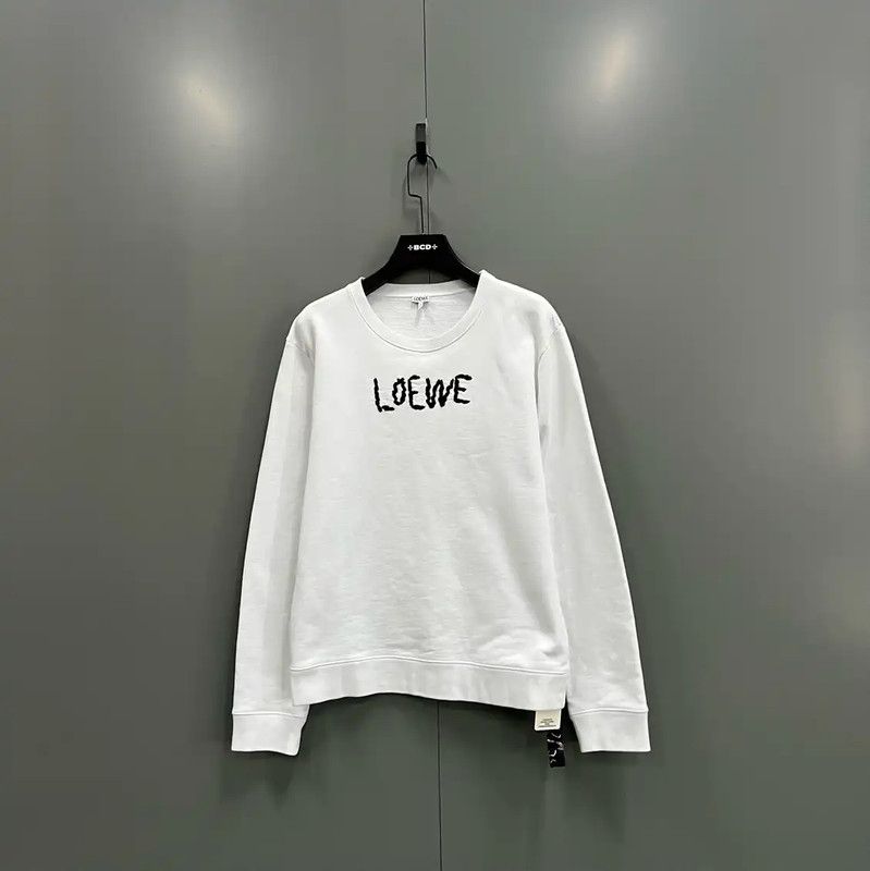 Loewe Loewe White Cotton Long Sleeve Sweatshirt 0089 Size XL / US 12-14 / IT 48-50 - 1 Thumbnail