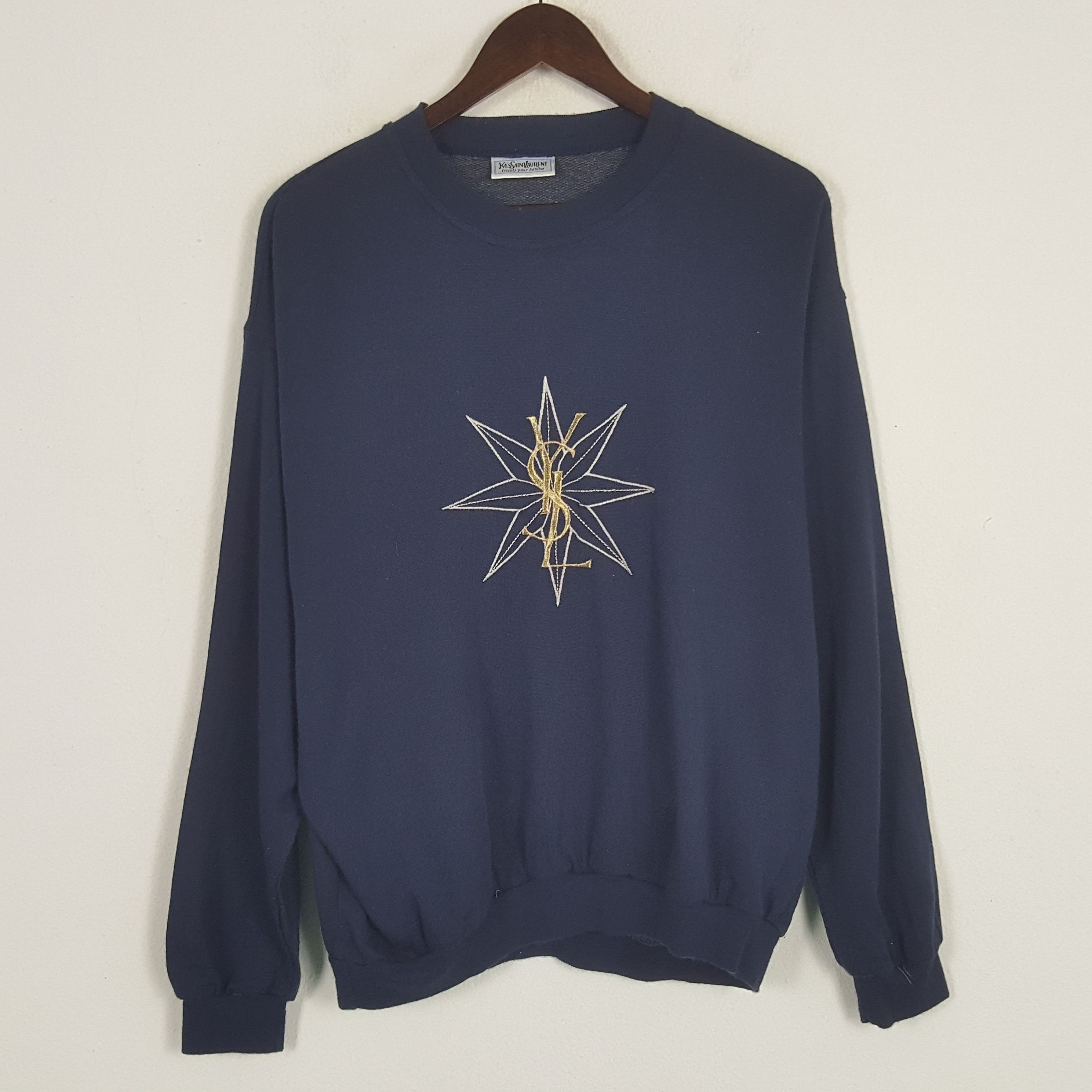 Vintage × Yves Saint Laurent Vintage Yve Saint Laurent Embroidery Logo Sweatshirt Size US L / EU 52-54 / 3 - 1 Thumbnail