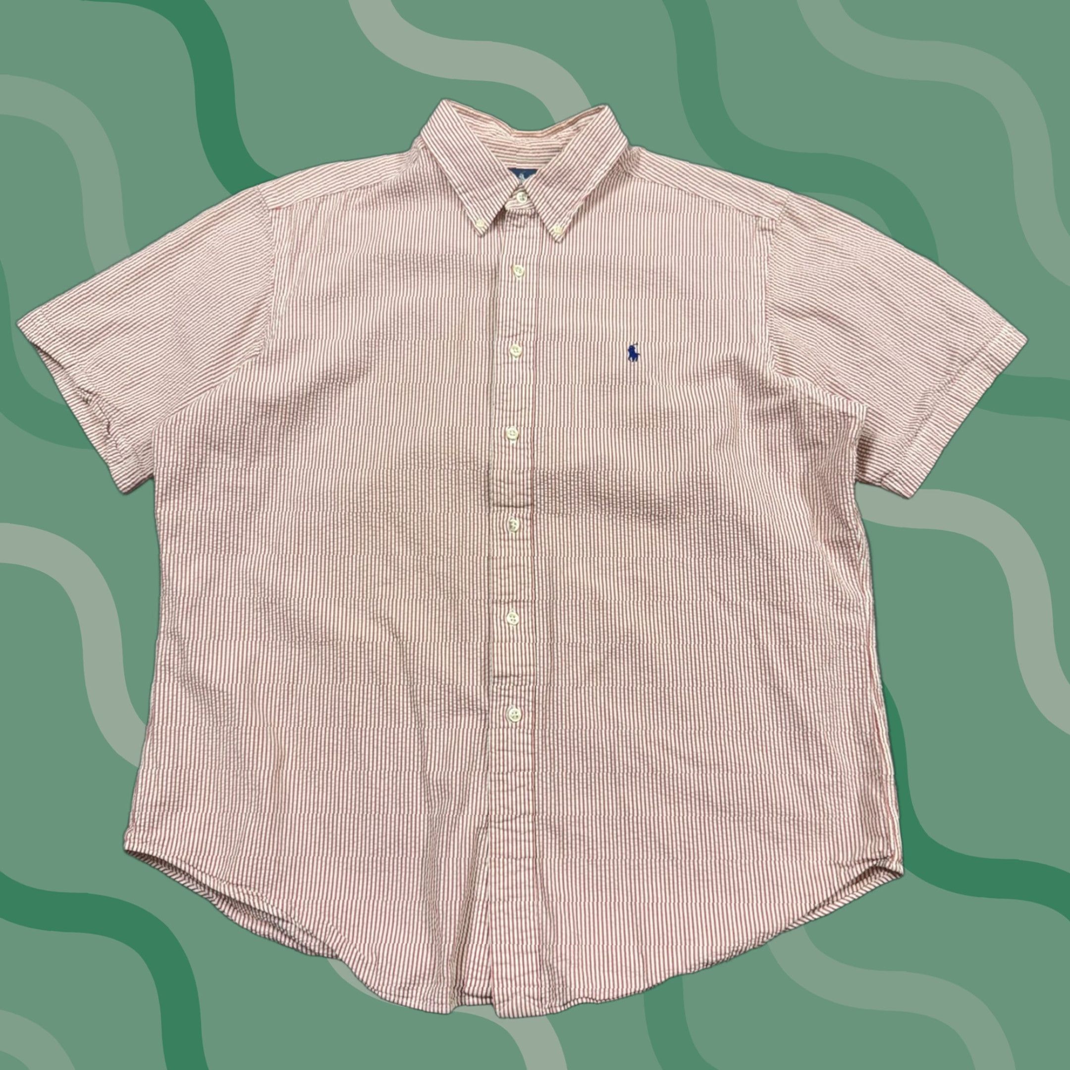 Ralph Lauren Ralph Lauren Shirt Mens XL Red Striped Seersucker Button-Down Pony Logo Button Up Casual Summer Vintage: No, Shirts? Size US XL / EU 56 / 4 - 1 Thumbnail