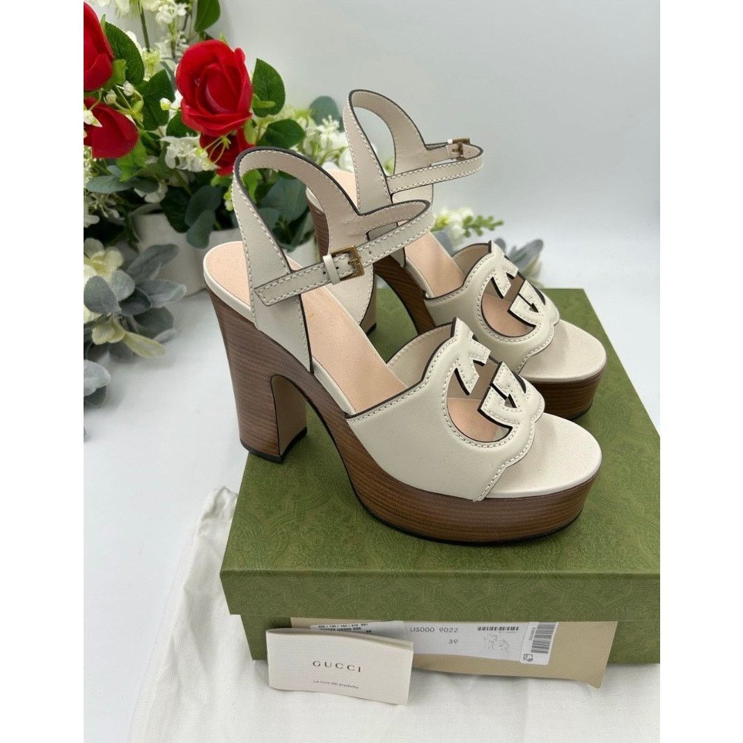Gucci Gucci interlocking GG leather platform sandals size 39 Size US 9 / IT 39 - 1 Thumbnail