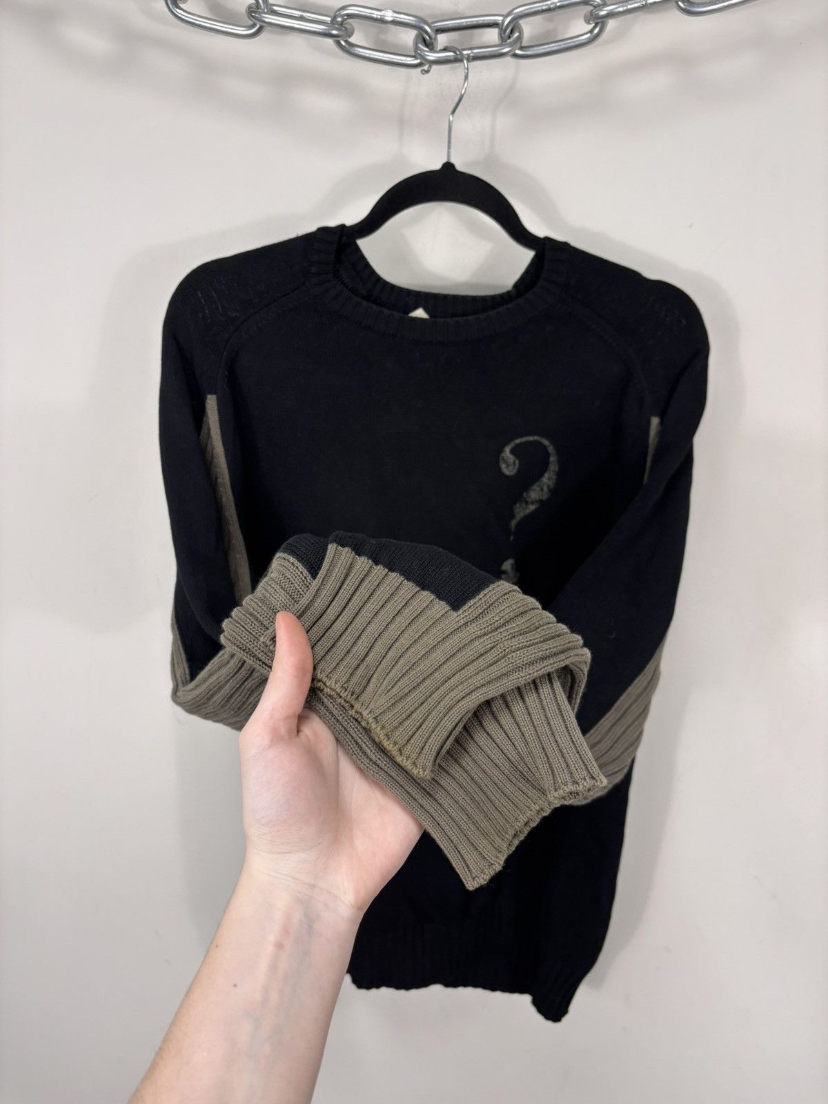 Moschino Vintage Moschino Men’s Question Mark Logo Black Knit Sweater Size US L / EU 52-54 / 3 - 8 Thumbnail