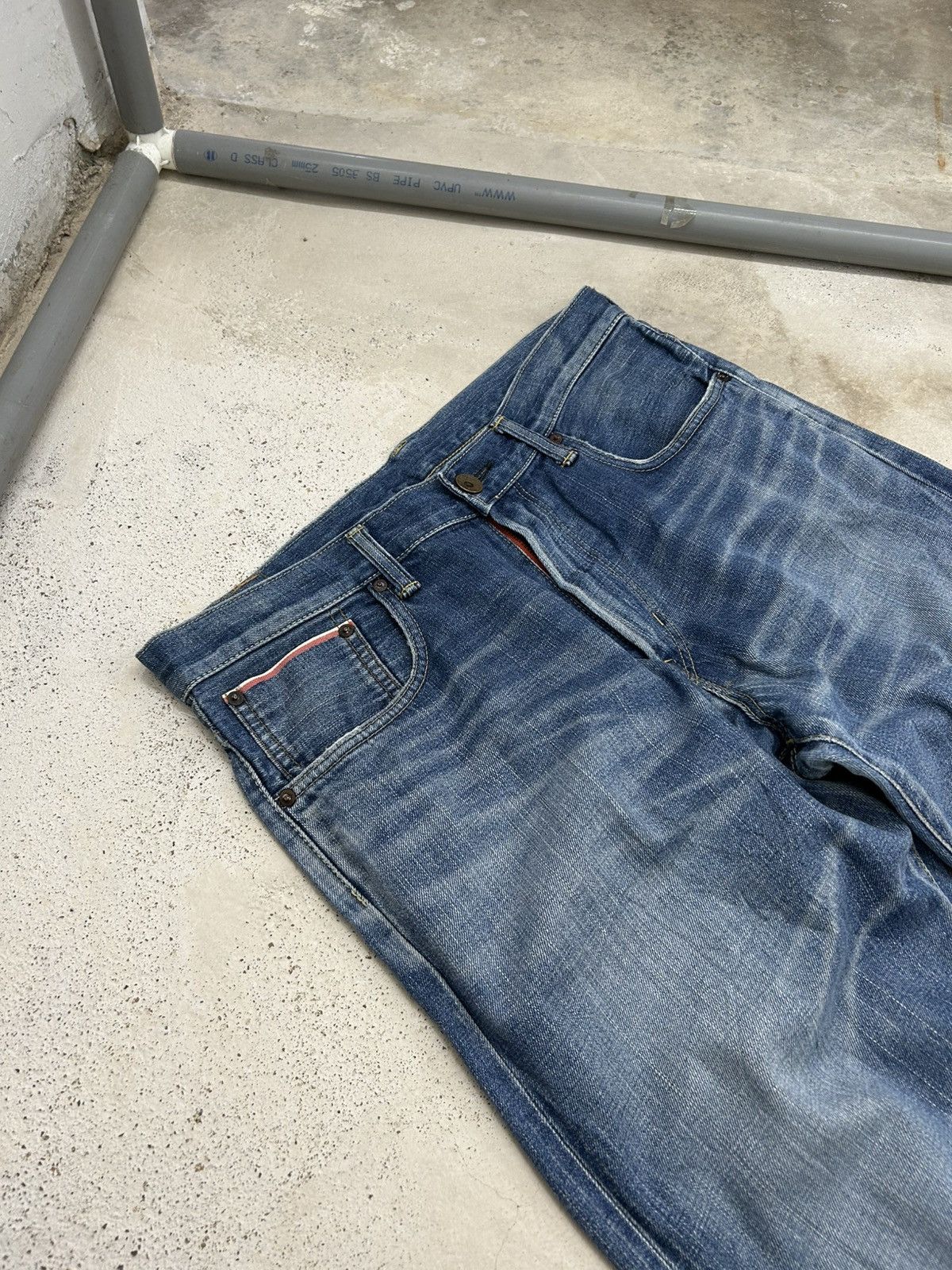 Edwin Edwin 505z Selvedge Buckle Back Baggy Denim Orange Tab Size US 35 - 7 Thumbnail
