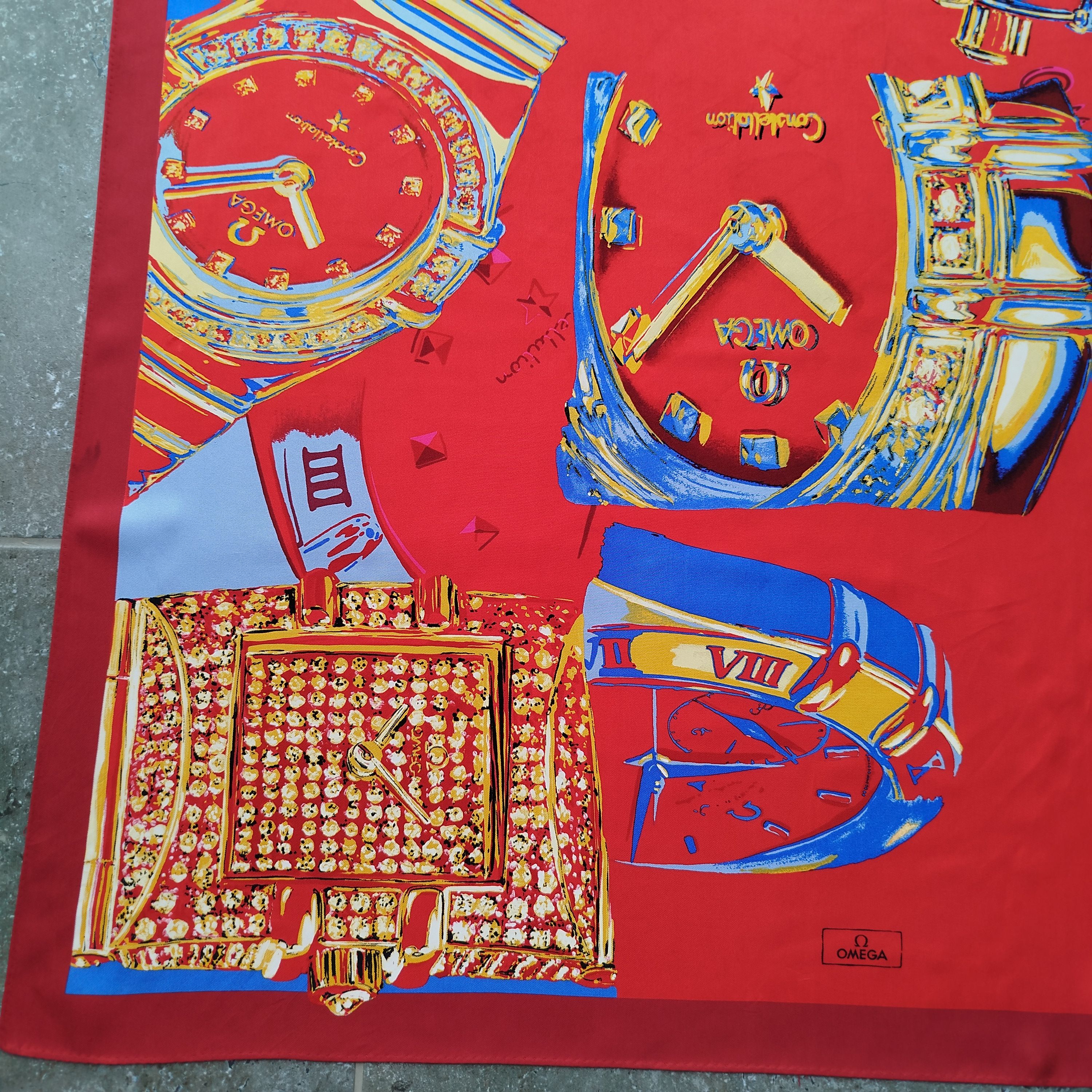 Omega Square Skarf Watches Print Silk France Vintage Size ONE SIZE - 5 Thumbnail