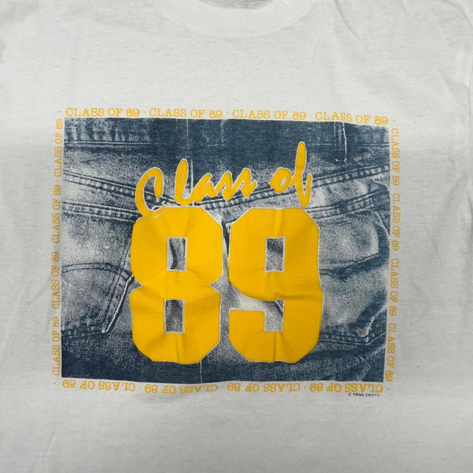 TEE JAYS VTG 1989 Class of 89 Blue Jeans Graphic white cotton tee Size US XL / EU 56 / 4 - 2 Thumbnail