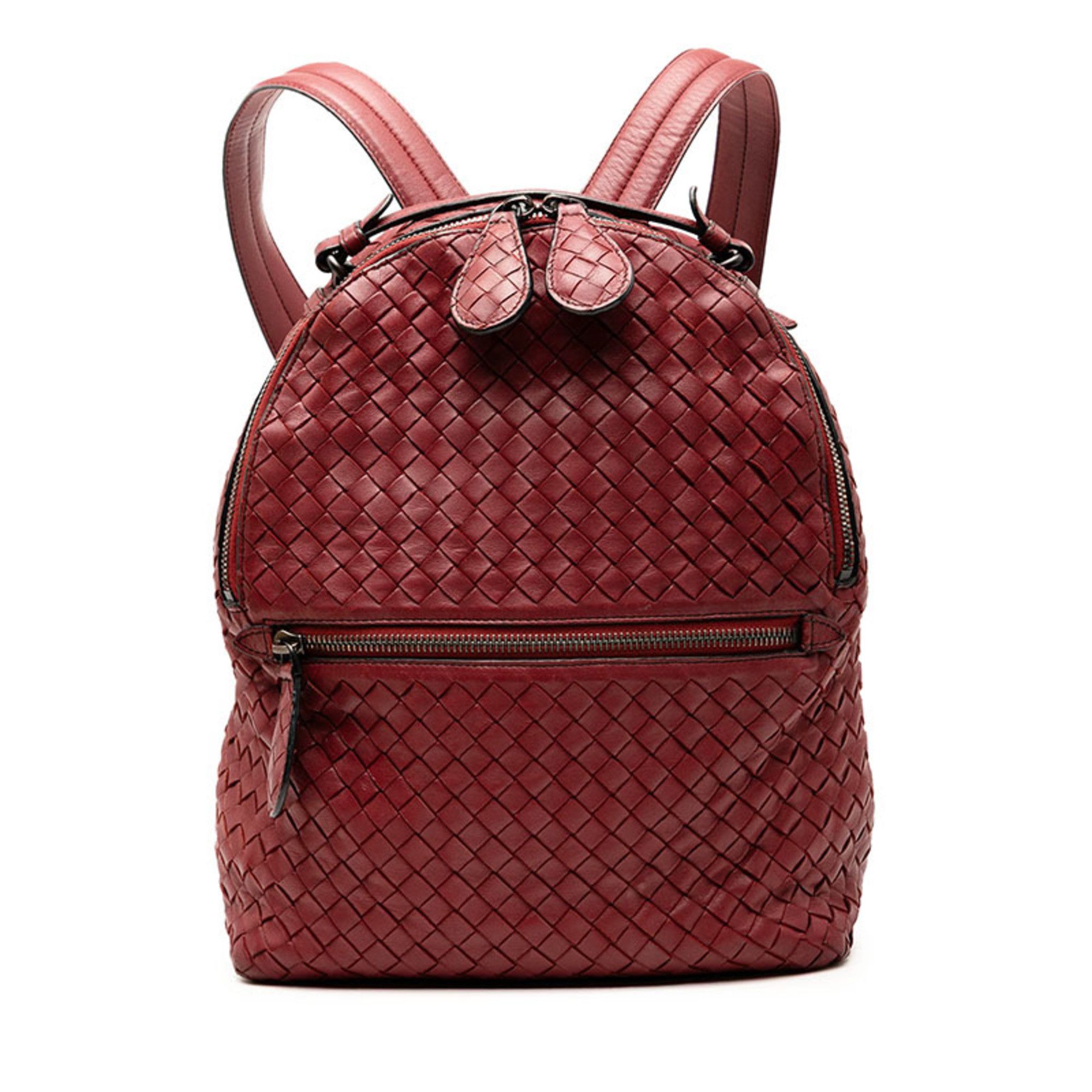 Bottega Veneta Bottega Veneta Intrecciato Backpack, Wine Red Leather, Women's Size ONE SIZE - 1 Thumbnail